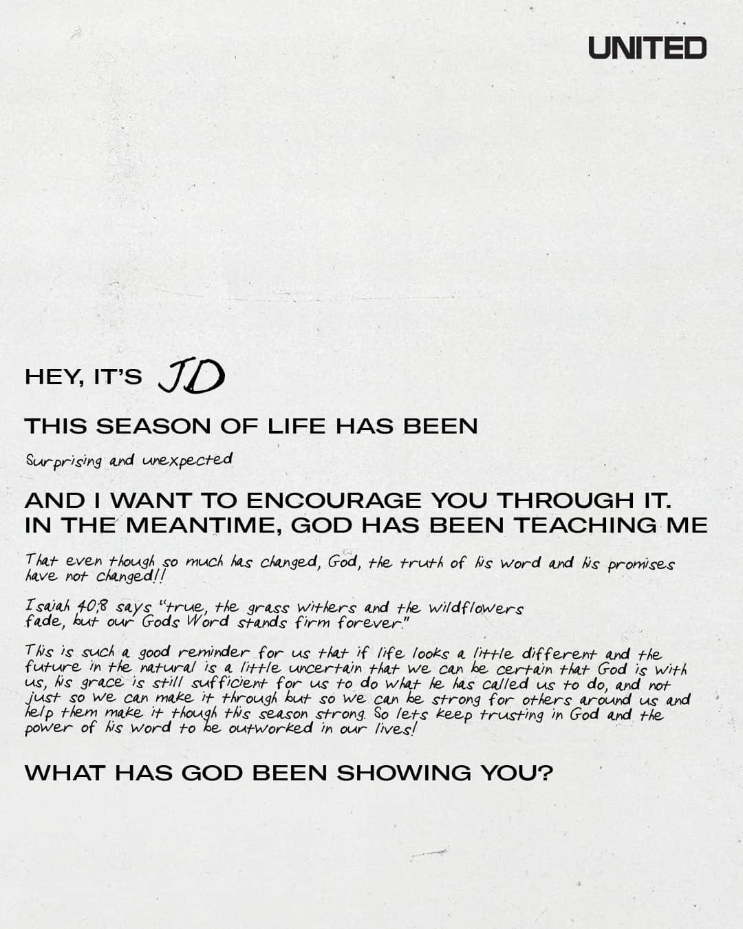 ユナイテッドのインスタグラム：「In the meantime..... A note from @JDougy」