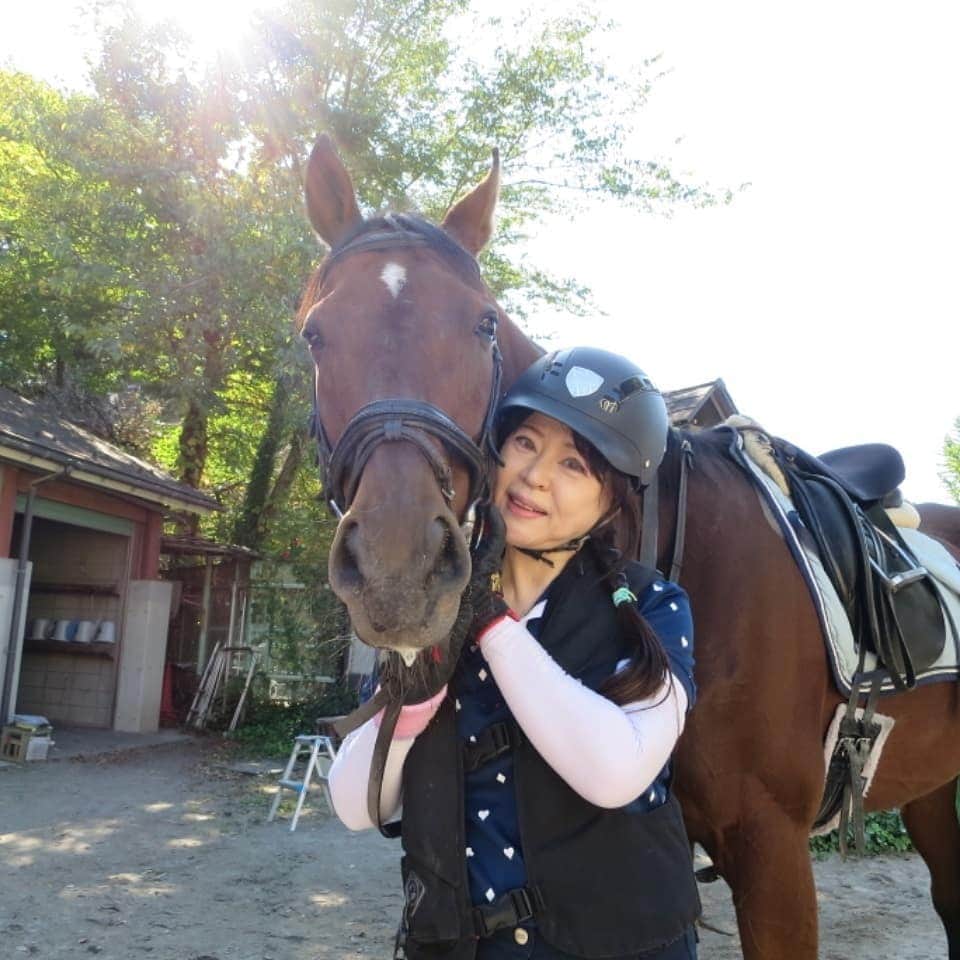 宇月田麻裕さんのインスタグラム写真 - (宇月田麻裕Instagram)「11/5乗馬日記「2度目」フレディー。 乗馬日記いきまーす。騎乗した日に、画像と動画載せています。 レッスンは、「フレディー」＆Ｔ先生。　名前の由来は、フレディマーキュリーから。フレディーは、二度目の騎乗です。 どっしりとしていて大きい感じかな。なかかな動かせず。いつもと同じ。スランプ。　自分のバランスが良くないのですよね。あと、鞭使うのを躊躇してしまうのも良くないです。 最後、駈歩にトライしましたが、駈歩しばらくしていないので、やはり恐怖心が・・・。この気持ちを克服しないとできませんよねー。先生「体が固くなっています」　ごもっともー💦 この写真、フレディー、光を感じているようで良いですね！ 「フレー、頑張った？」　　フレ「それほどでもー」　　だよねー。　乗馬日記、次回に続く。」11月12日 16時37分 - mahiro_utsukita