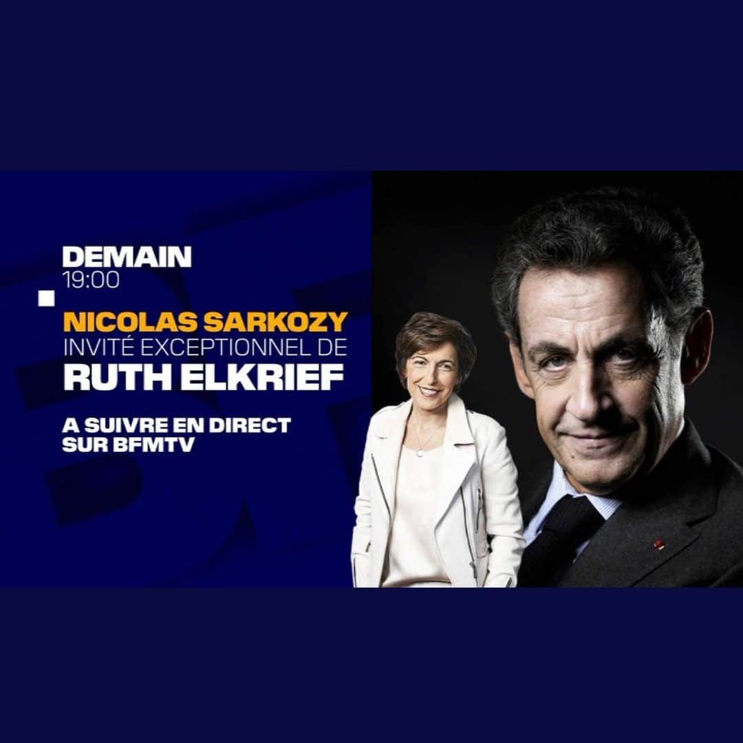 ニコラ・サルコジのインスタグラム：「Demain, j’aurai l’occasion de m’exprimer à 19h sur @bfmtv. Soyez nombreux !」