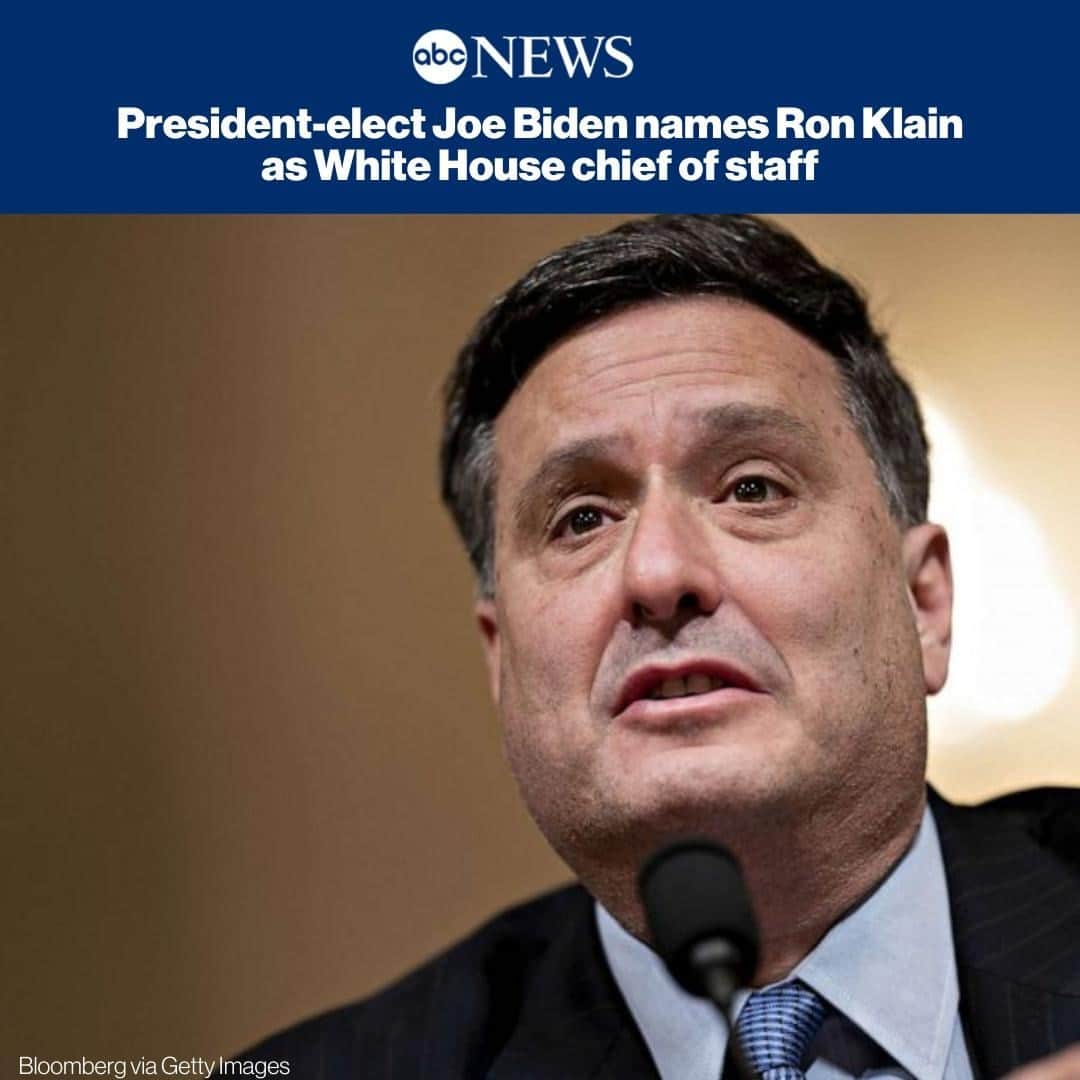 ABC Newsさんのインスタグラム写真 - (ABC NewsInstagram)「President-elect Joe Biden has named Ron Klain his White House chief of staff, ABC News has confirmed. The announcement of a chief of staff typically comes as one of the first big decisions for a president-elect -- crucial because the person in that role can help determine a president's style of governing. MORE AT LINK IN BIO.」11月12日 10時10分 - abcnews