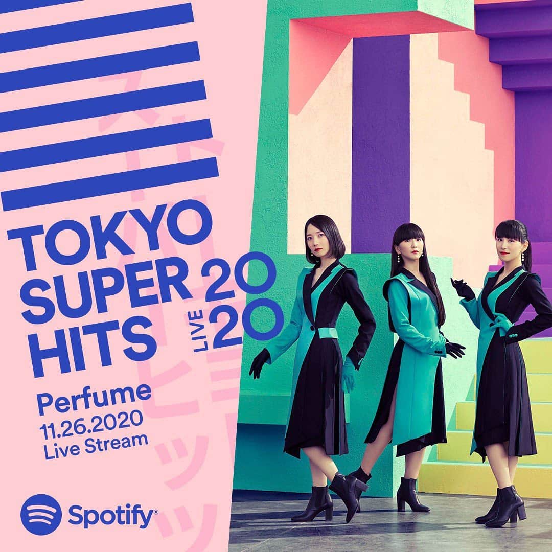 Perfumeさんのインスタグラム写真 - (PerfumeInstagram)「11/26(木) に開催されるオンラインライブ・イベント「Spotify presents Tokyo Super Hits Live 2020」にPerfumeの出演が決定！✨ OPEN 19:30 / START 20:00からとなります。一緒に盛り上がりましょう🎶 チケットはストーリーズのリンクから！  #TokyoSuperHits #prfm  Perfume is confirmed to be performing at “Spotify presents Tokyo Super Hits Live 2020” a virtual live event on Thursday, November 26th at 8pm/JST.✨  The event will be streamed worldwide via Streaming+. Make sure to check it out! More info & tickets 👉 Link in stories.」11月12日 11時02分 - prfm_official