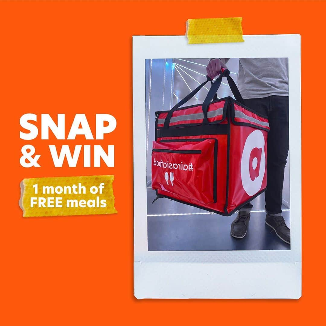 エアアジアさんのインスタグラム写真 - (エアアジアInstagram)「Painting the town red, bringing you your favorite meals! Whats for lunch? Check out @airasiafood to satisfy your cravings. 🍔🥘🍟  BTW, something happened to our delivery bags! Spot what’s wrong with your delivery rider’s bag, snap a pic of it and post it up using the hashtags #airasiafood #snaptowin and don't forget to tag @airasiafood. 3 lucky winners win ONE MONTH of free meals! Happy snapping! 📸」11月12日 13時07分 - airasiasuperapp