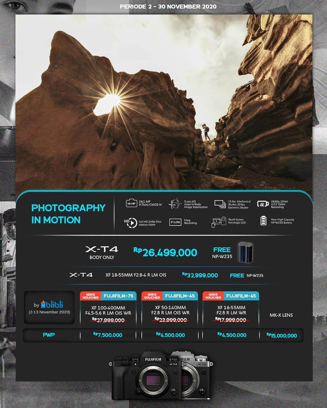 FUJIFILM INDONESIAさんのインスタグラム写真 - (FUJIFILM INDONESIAInstagram)「Fujifilm November Promotion!  Nih, yang sedari kemarin nagih untuk promo bulan November ini😉  Nikmati harga spesial untuk setiap pembelian produk Fujifilm pada periode 2 - 30 November 2020, hanya di Fujifilm Showroom dan seluruh dealer resmi Fujifilm Indonesia.  #GoFUJIFILM #fujifilm_id」11月12日 14時01分 - fujifilm_id