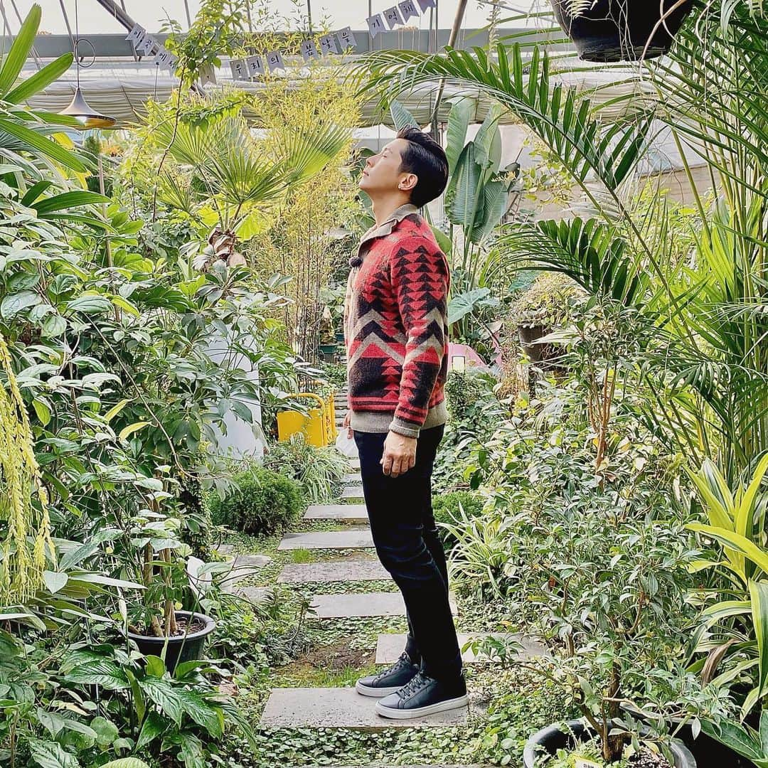 ブライアンのインスタグラム：「In my happy place, surrounded by nature~ 저의 해피 플레이스~ 자연과 함께~ #nature #greenhouse #happyplace #행복 #자연」