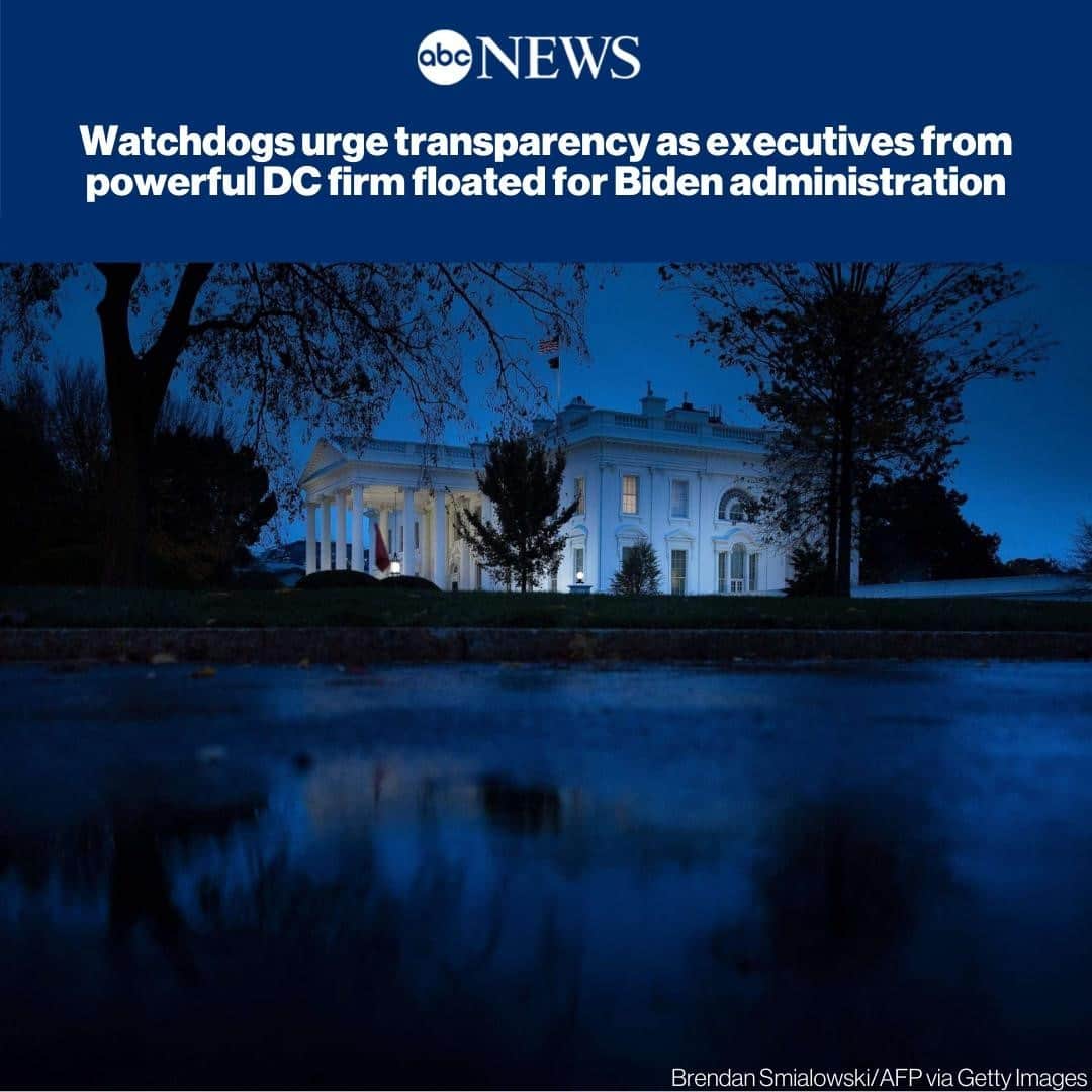 ABC Newsさんのインスタグラム写真 - (ABC NewsInstagram)「Watchdogs urge transparency as executives from powerful DC firm floated for Biden administration. SEE MORE AT LINK IN BIO. #politics #joebiden」11月12日 21時07分 - abcnews