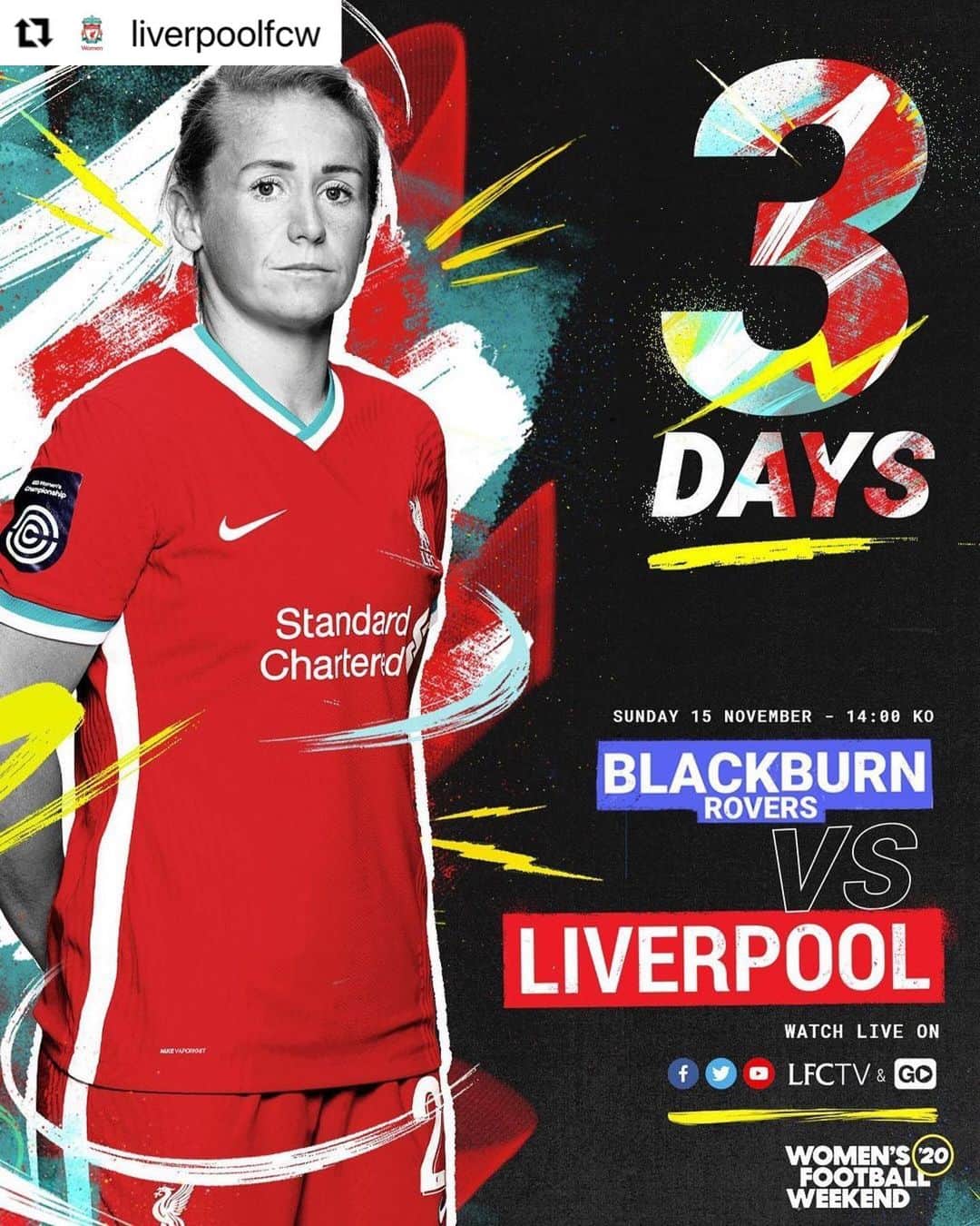 リヴァプールFCさんのインスタグラム写真 - (リヴァプールFCInstagram)「👊 @liverpoolfcw 🔴 ・・・ Not long to go now, Reds! 🤩✊ Sunday’s game against @roversladies will be LIVE across our channels 📺 #WomensFootballWeekend #LFCWomen #LiverpoolFCWomen #LFCW #FAWC」11月12日 23時43分 - liverpoolfc
