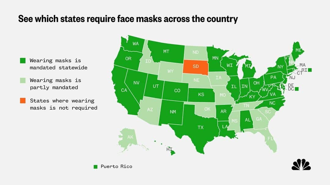 NBC Newsさんのインスタグラム写真 - (NBC NewsInstagram)「More than half of the country has issued mask requirements as of Nov. 11, a move that public health experts say will help stop the spread of the coronavirus as cases surge in many regions.⁠ ⁠ Tap the link in our bio to see if there's a mandate in your state.⁠ ⁠ 🖌 @nbcnewsgraphics」11月12日 23時57分 - nbcnews