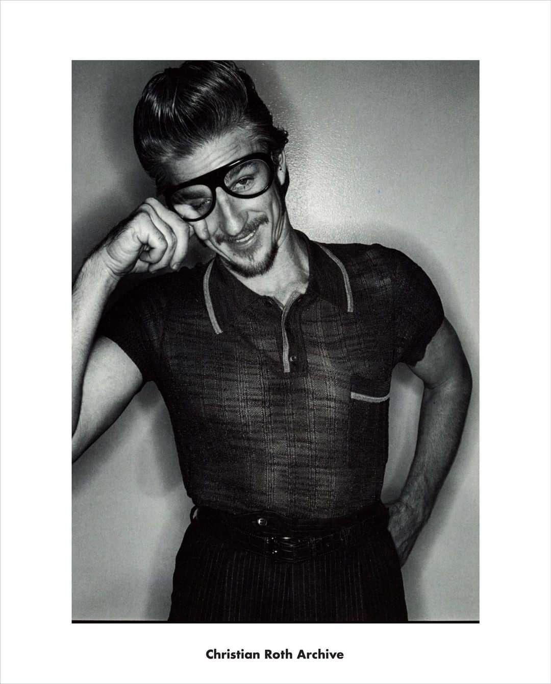 クリスチャンロスのインスタグラム：「Christian Roth Archive for historical use. L’UOMO VOGUE Italy - November 1994 - Matthew Mondine - photographer Walter Chin  . . . . . . . . . #VintageChristianRoth #ChristianRoth #ChristianRothEyewear #ArchiveSeries」