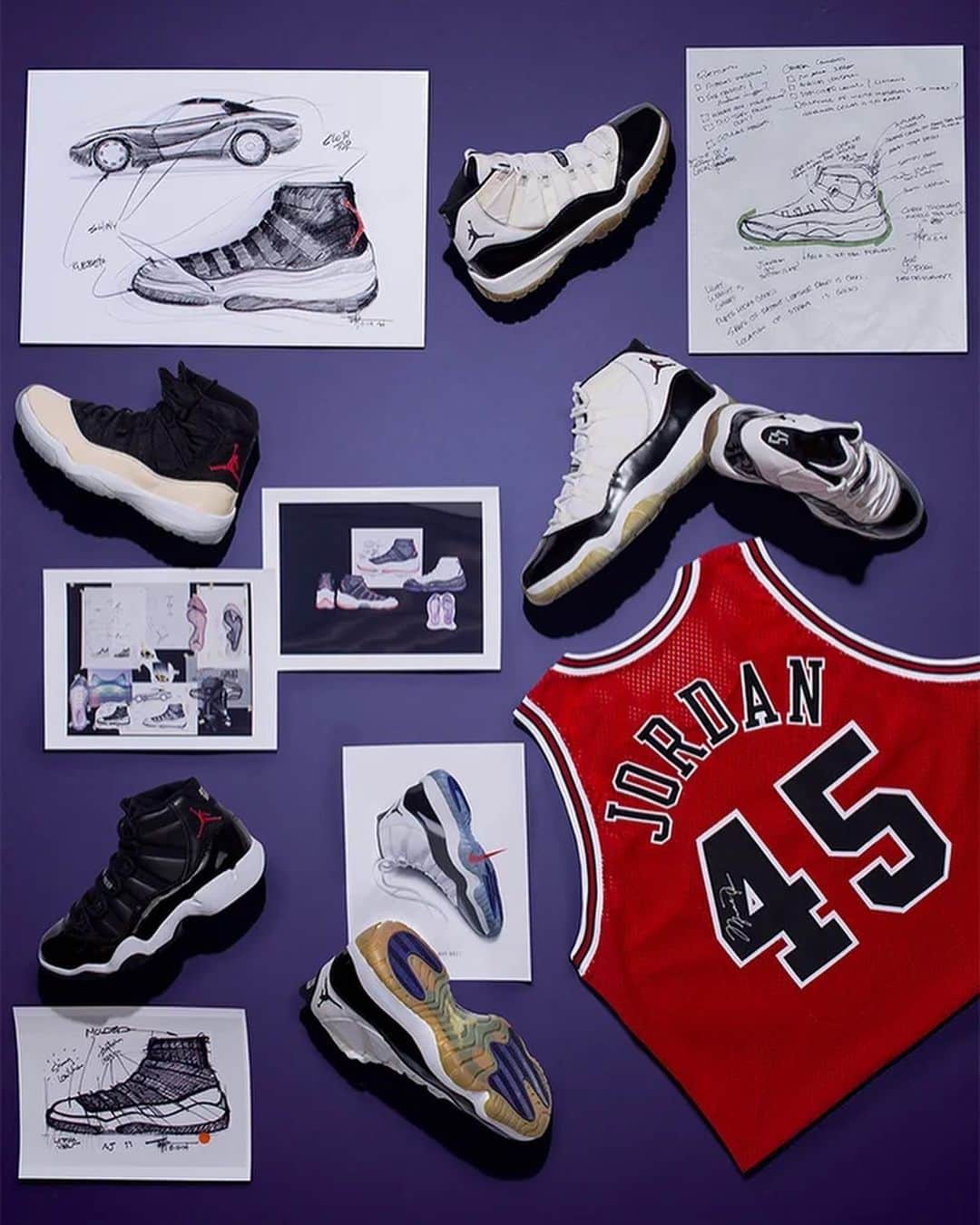 Nice Kicksさんのインスタグラム写真 - (Nice KicksInstagram)「@nicekicksvault // Original samples and sketches of the Air Jordan XI.」11月13日 0時37分 - nicekicks