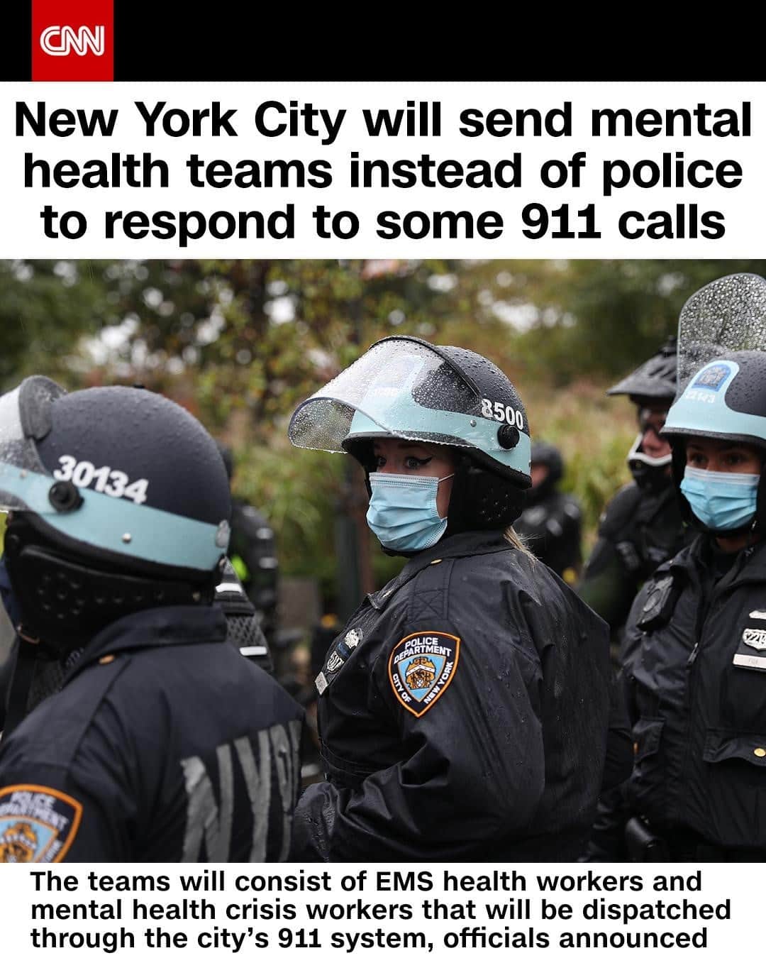 CNNさんのインスタグラム写真 - (CNNInstagram)「New York City is creating new teams to respond to emergency mental health calls instead of police, as part of a pilot program that will launch next year. The teams will consist of EMS health workers and mental health crisis workers that will be dispatched through the city's 911 system, officials announced on Tuesday. Police officers would be dispatched as backup in cases where a subject has a weapon or is threatening violence. There were more than 170,000 mental health calls to the city's 911 call center last year— an estimated one call every three minutes. It is not clear how many of those calls would fall under the new program. Tap the link in our bio to learn more.⁠ ⁠ (📸: Tayfun Coskun/Anadolu Agency via Getty Images)」11月13日 1時03分 - cnn