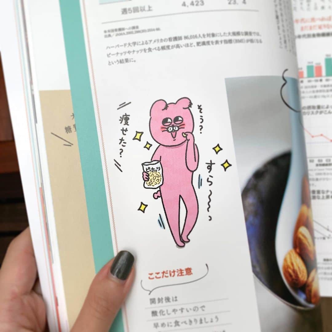 澤村 花菜のインスタグラム：「素敵なあの人12月号、ナッツを食べてほっそりスリムになった富夫がのってます💛🥜✨  #素敵なあの人#イラスト#illustration#illustrator#catillustration」