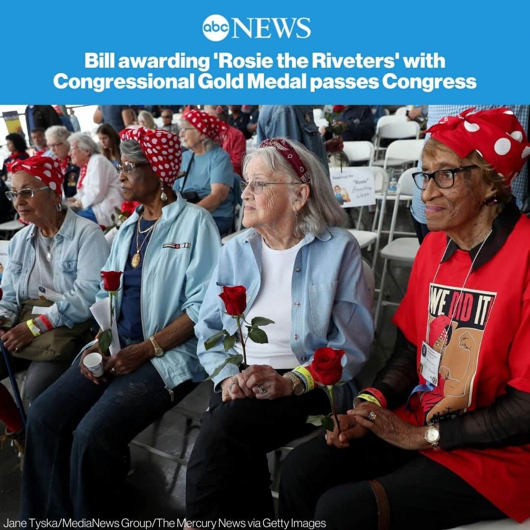 ABC Newsさんのインスタグラム写真 - (ABC NewsInstagram)「"Rosie the Riveter" is finally getting her due. A bill honoring American women who joined the workforce as riveters, buckers, welders and electricians to support the war effort during World War II passed Congress on Thursday, on the heels of Veterans Day.  MORE AT LINK IN BIO.」11月13日 11時43分 - abcnews