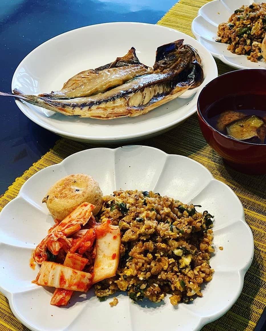 veggy_ambassadorさんのインスタグラム写真 - (veggy_ambassadorInstagram)「Repost from @min933silver  今日の朝ごはん。  酵素玄米の野沢菜チャーハン。 がんも。 キムチ。 アジの開き。 ナスの自家製味噌汁。  今日から今年仕込んだ味噌❤ 長めに熟成してみたやつ😊 おいし💓  #今日の朝ごはん #おうちごはん #酵素玄米 #なでしこ健康生活 #自家製味噌 #料理好きな人と繋がりたい」11月13日 4時31分 - nadeshiko_official_shop