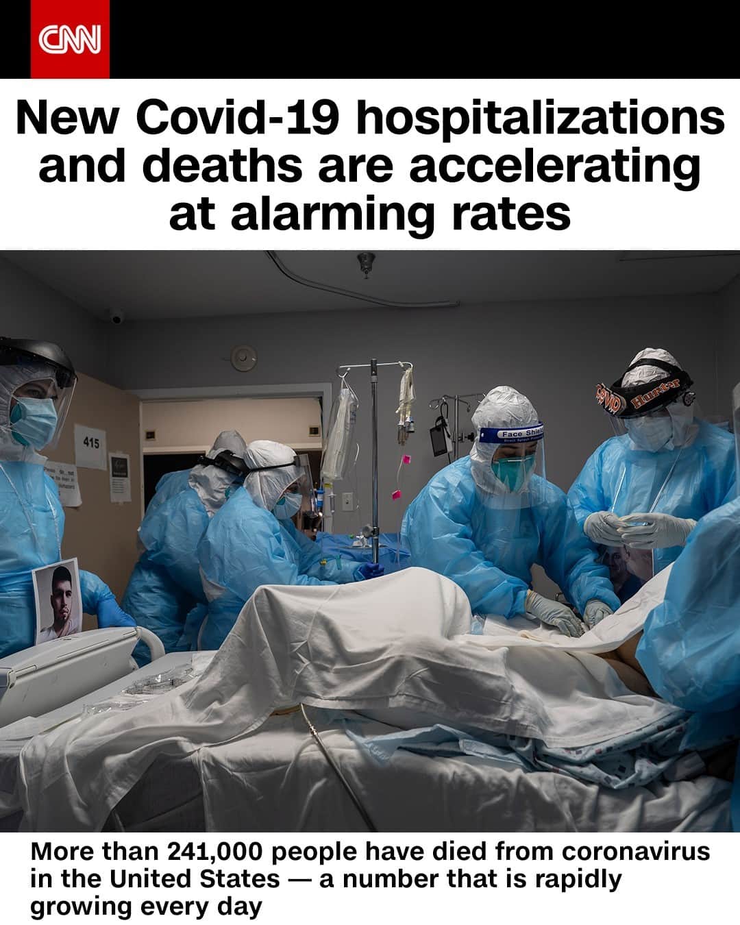 CNNさんのインスタグラム写真 - (CNNInstagram)「Wednesday marked the second straight day of record-high Covid-19 hospitalizations, and the US has topped 100,000 daily infections at least nine days in a row. Some hospitals have reached full capacity and are sending patients away. And doctors are pleading for the public to get more serious about wearing masks, washing hands and physical distancing. "This is a humanitarian disaster — probably one of the worst stories I've covered in my career here at CNN," CNN’s Chief Medical Correspondent Dr. Sanjay Gupta said Thursday.⁠ (📸: Go Nakamura/Getty Images)⁠」11月13日 7時02分 - cnn