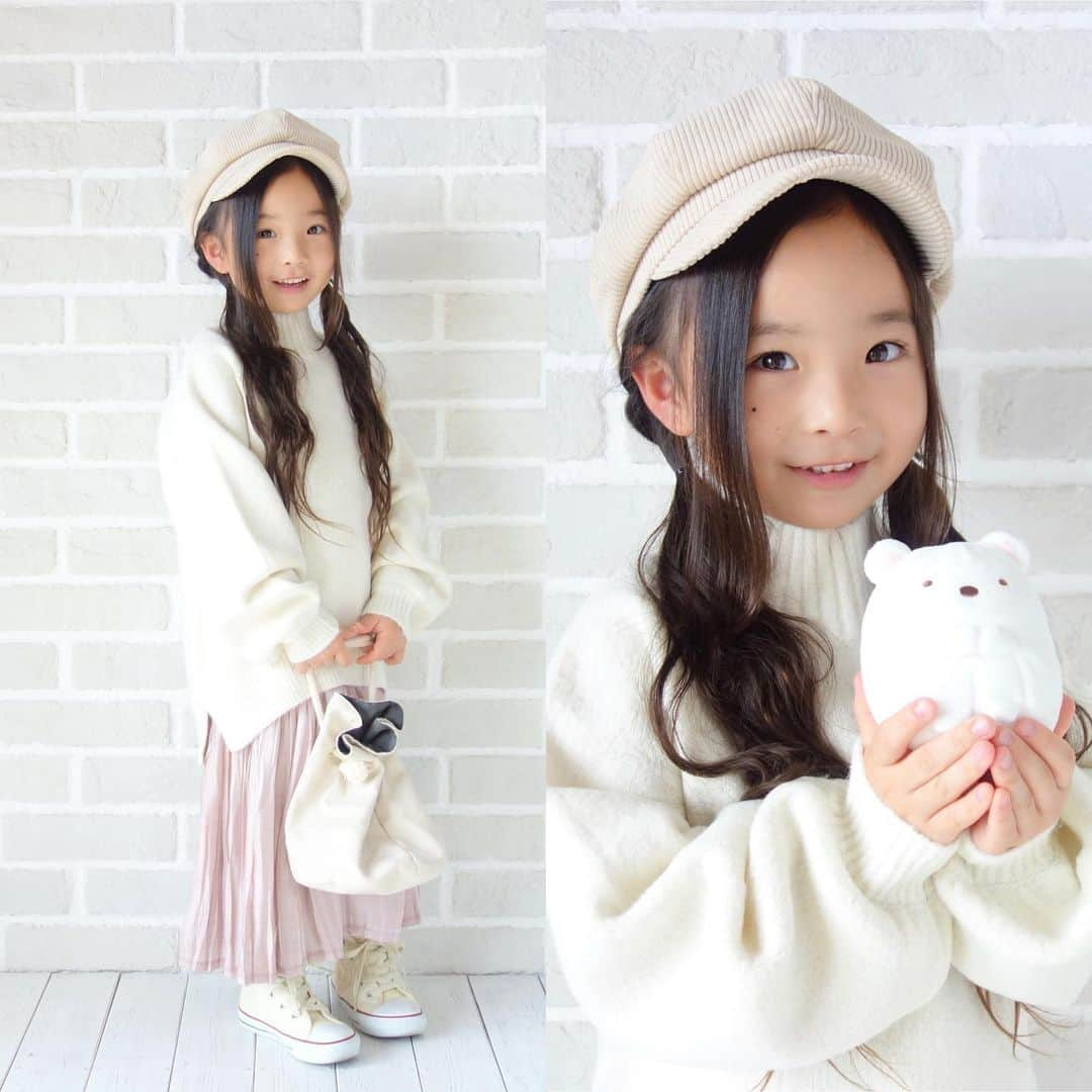 Saraのインスタグラム：「. すみっコーデ♡ . しろくま🐻🤍 . #ootd #kids #kids_japan #kids_japan_ootd #kjp_ootd #kidsfahion #kidscode #kidsootd #kidswear #キッズコーデ #キッズファッション #インスタキッズ #radchap #branshes #globalwork #converse #ライブドアインスタブロガー」