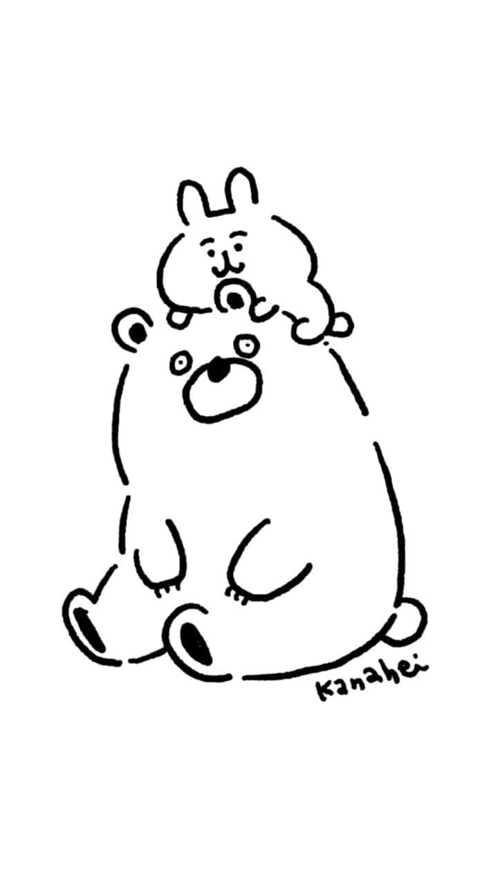 カナヘイのインスタグラム：「ベアーとうさぎ #タイムラプスらくがき #タイムラプス」