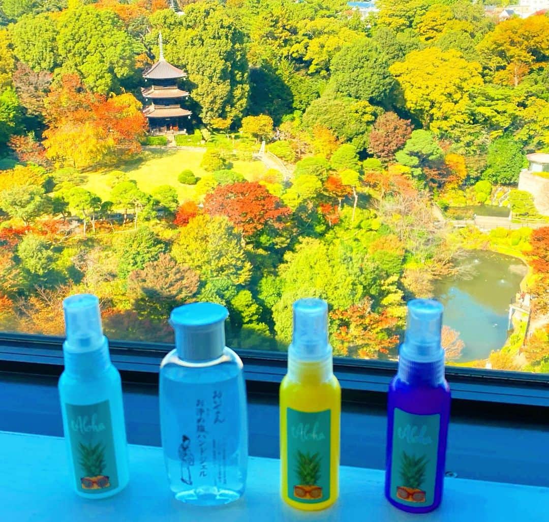 のインスタグラム：「今日も良いお天気だねー！  伊勢神宮発祥 “おいせさん”のサニタイザーとハワイ限定の サニタイザーと一緒に並べてみました！  今日は美穂ちゃんが忙しいのにナエコちゃんに会いに来てくれて病気のせいで自分の思う様に笑顔が作れないはずなのにナエコちゃんは終始笑顔でした。😄  病気も吹っ飛んじゃったみたい！ 美穂ちゃんパワーは凄い！✨✨  本当に有難い。 有難う🙏🏻  椿山荘ではたくさん 親孝行出来たよ！ 皆んながどんどん笑顔になっていくの。😊  朝ごはんも美味しかった！ 盛り付けが美しいから食欲モリモリでした！ ナエコちゃん完食！💪🏼  今日はギリギリまでホテルを楽しんだ！😊 今度は蛍を見に来たいな！ ホテルで ゆっくりしたい方には是非お勧めです！👍🏼  また来れる日まで Bye Bye 椿山荘👋🏼  #東京のホテル巡り #コニクソンのホテルレポ✍🏻 #椿山荘 #思い出作り #菅野美穂ちゃんは優しいし可愛いし面白い！😆 #うちの家族は”神野美穂”ちゃんって呼んでるーーっ！😊 #親孝行万歳🙌🏻」