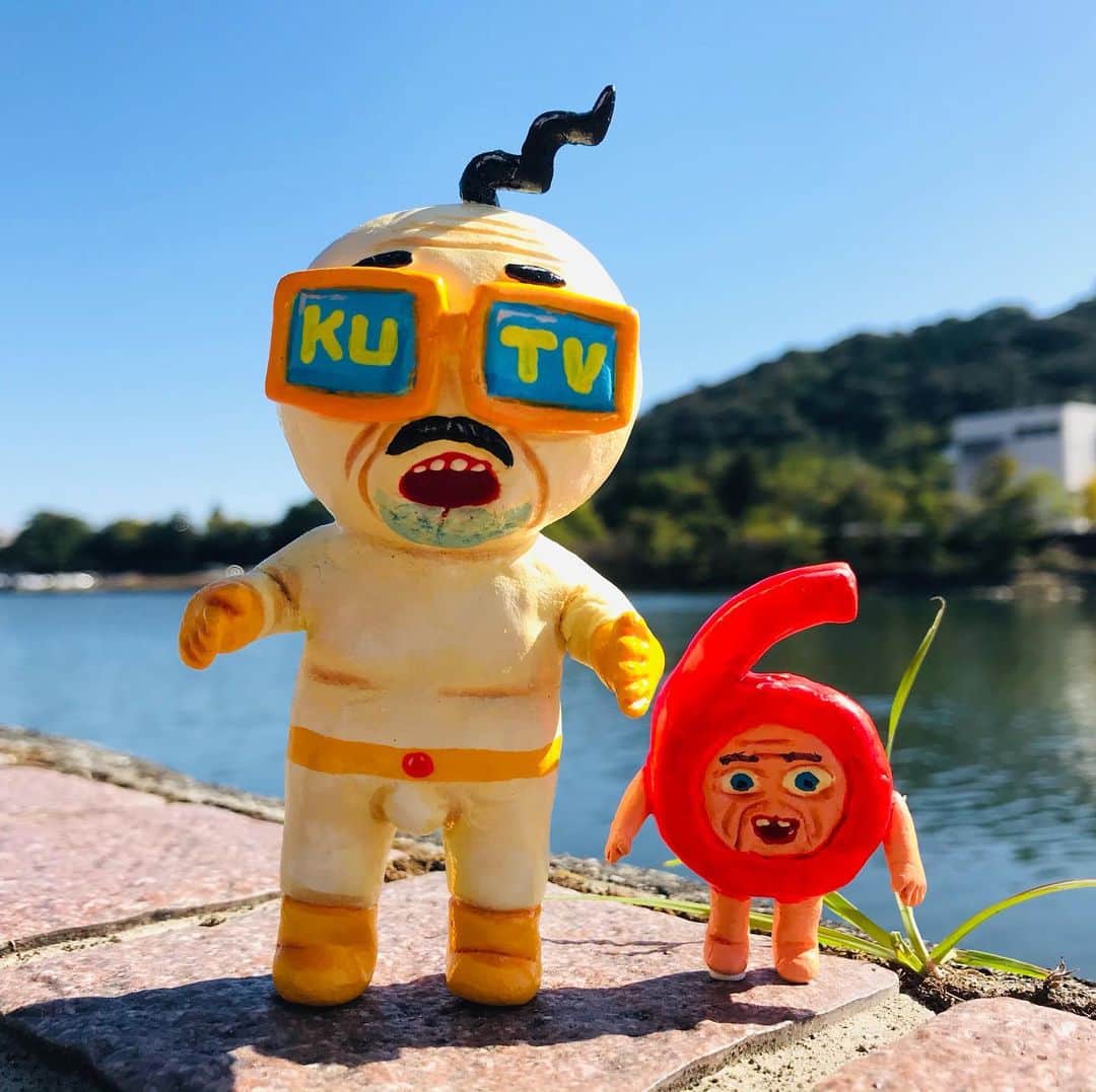 デハラユキノリのインスタグラム：「ろくろうとろくちゃん。 テレビ高知のキャラクターを勝手に粘土化 #デハラユキノリ  #dehara #kutv  #テレビ高知 #ろくろう」