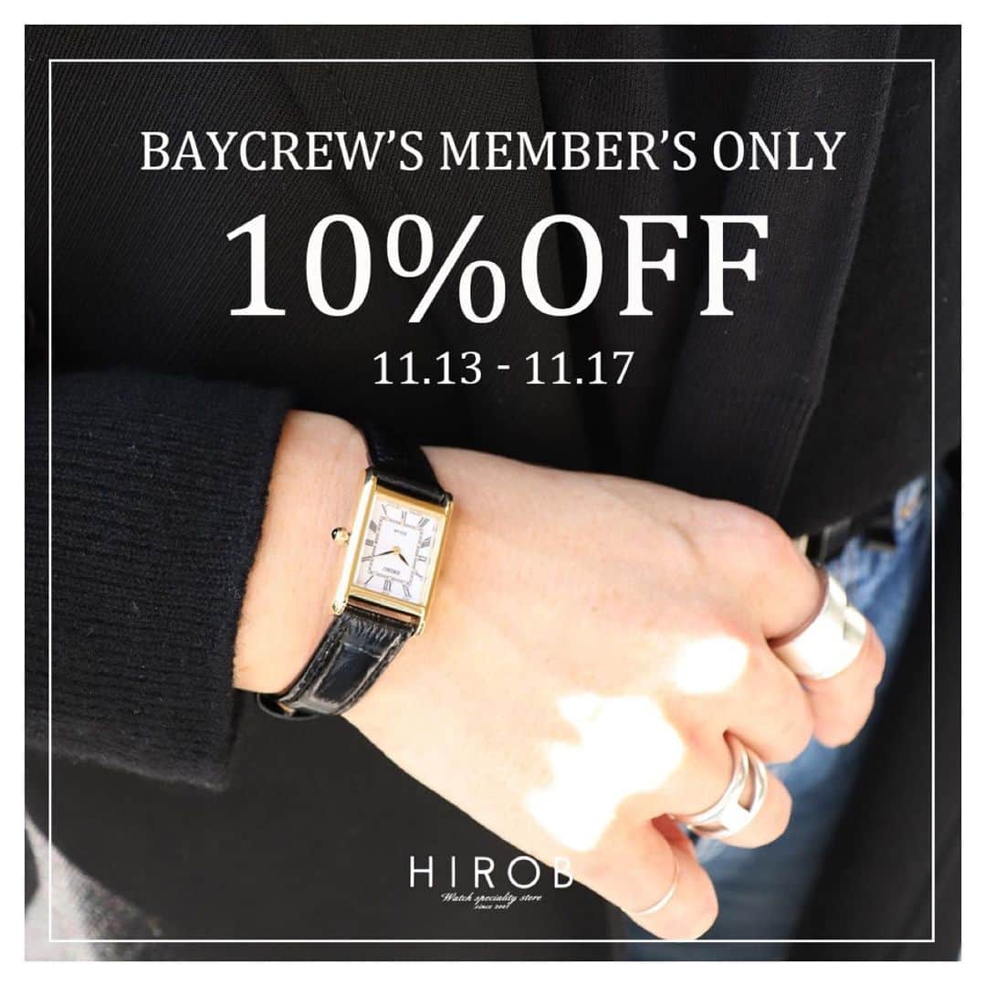 HIROBさんのインスタグラム写真 - (HIROBInstagram)「- events information -﻿ 11月13日(金)0時よりECサイト"ベイクルーズストア"にて「10%off campaign」が開催中です✨﻿ ﻿ 開催期間﻿ 11.13(金)0:00 - 11.17(火)23:59﻿ ﻿ この秋冬大注目のアイテムも10%offでお買い求めいただける大変お得なセールです😌﻿ また開催期間中は一部の店舗でも10%offキャンペーンが同時開催です！﻿ ﻿ 開催店舗﻿ 札幌ステラプレイス店 / 渋谷ヒカリエ店 / 名古屋タカシマヤゲートタワーモール店 / 名古屋パルコ店﻿ ﻿ ※一部除外品がございますので、ご了承下さい。﻿ ﻿ お得なこの期間にぜひ秋冬のお買い物をお楽しみください😊﻿ ﻿ #hirob﻿ #baycrews﻿ ﻿ #ヒロブ﻿ #ベイクルーズ」11月13日 22時13分 - hirob.jp