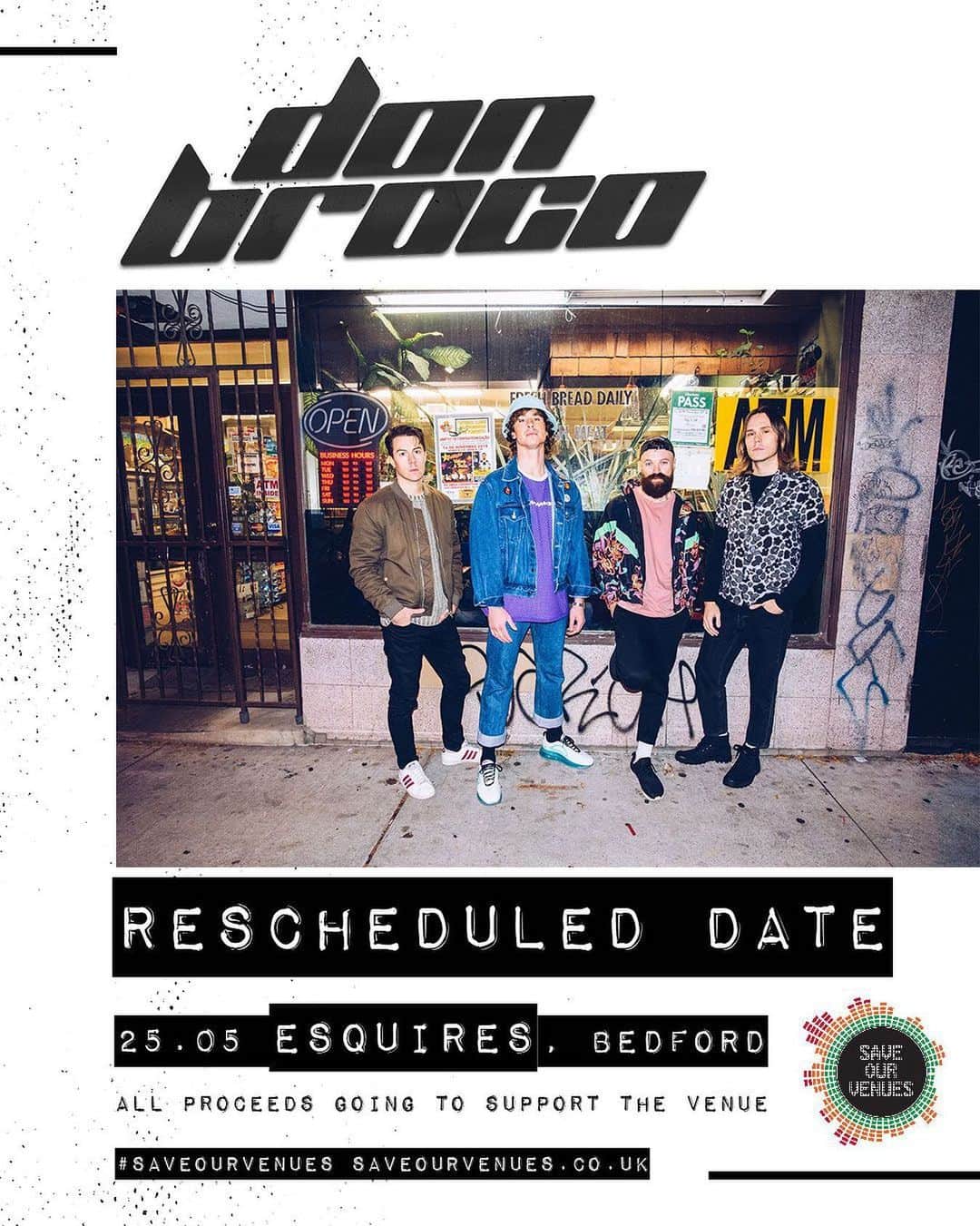 Don Brocoのインスタグラム：「As we’re sure a lot of you will have guessed,  we’ve had to push our Bedford Esquires show planned for later this month to next year - new date is May 25th. All tickets remain valid, excited to celebrate and support our fave local venue & what we’re triple crossing our fingers will be our first show back of 2021 🤞🤞🤞」
