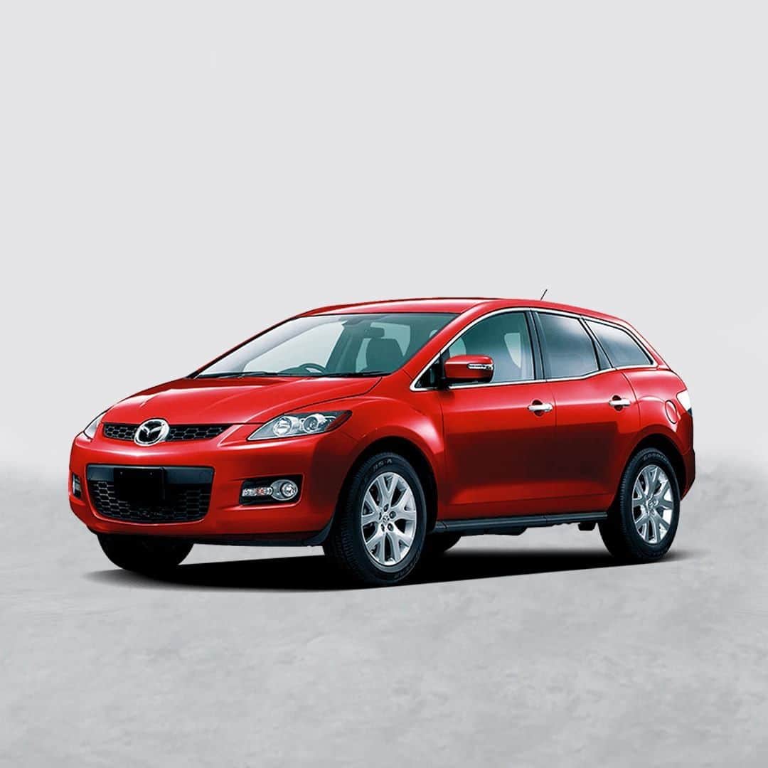 MAZDA Canadaのインスタグラム：「Launched in 2006 as a sports cross-over SUV, this Mazda was the first model with the "CX" prefix in its name. An angled windshield, three-dimensional, bulging fenders and a sense of stability achieved by the three-dimensional rear cabin treatment expressed a sense of speed and dynamism associated with Mazda sports cars. #namethatmazda #mazda100years」