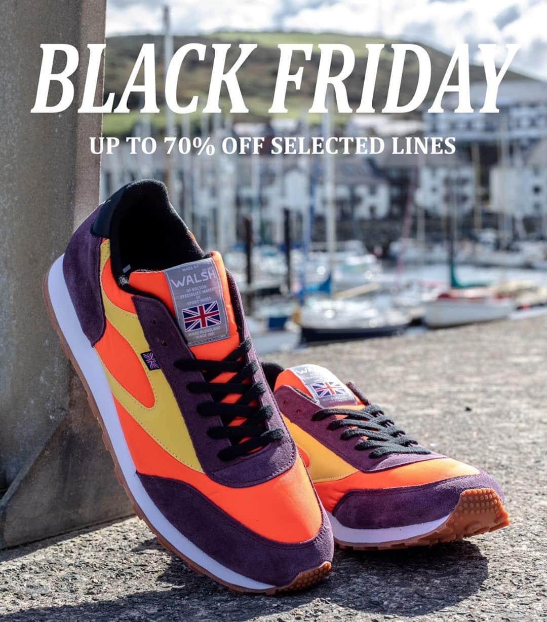 ウォルシュのインスタグラム：「No bad vibes here, the Norman Walsh Black Friday Sale has started! Shop online for up to 70% off Selected Lines 💸 . . . #normanwalshuk #normanwalsh #britishmanufacturing #madeinbritain #ukmfg #shoes #footwear #sneakers」
