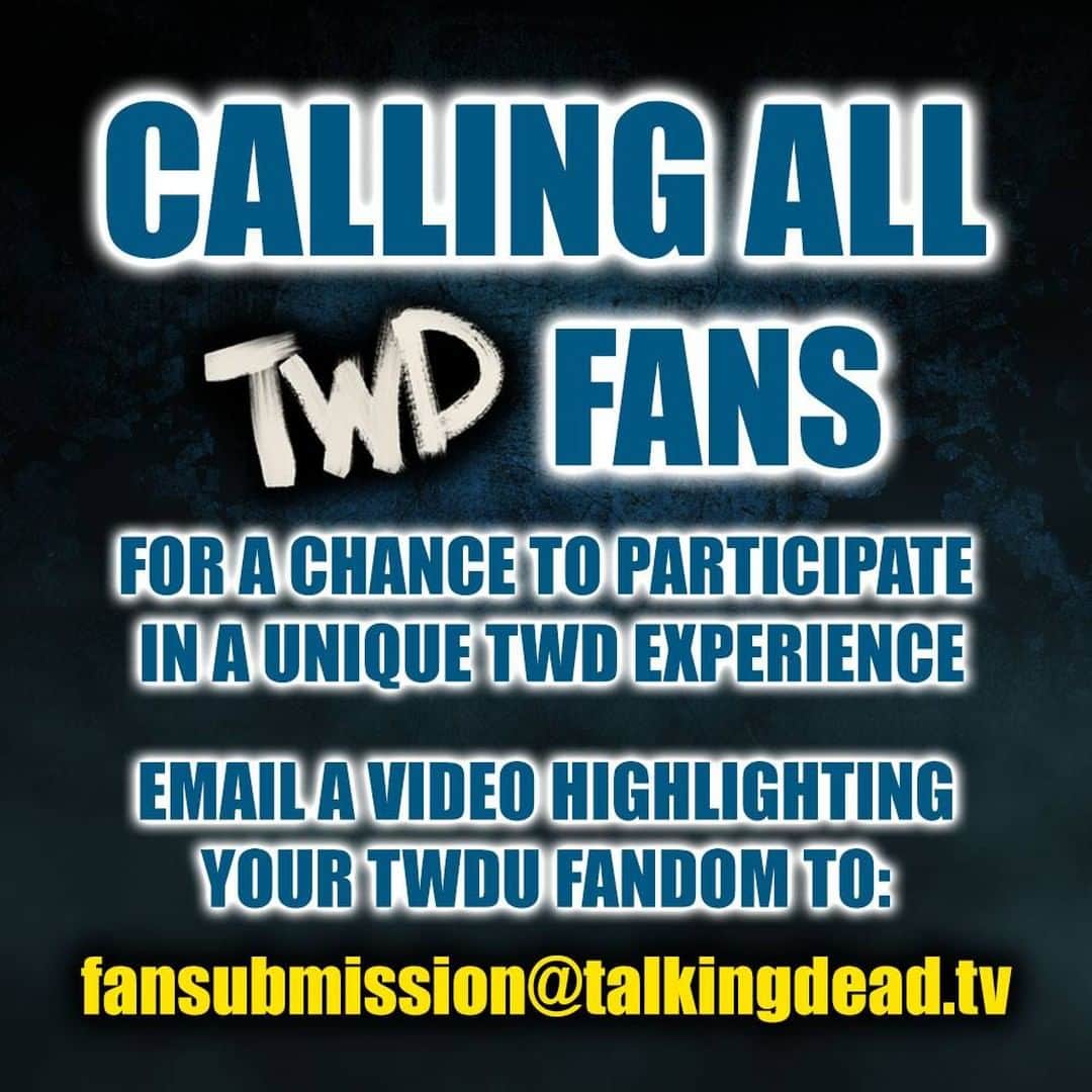 The Walking Deadさんのインスタグラム写真 - (The Walking DeadInstagram)「CALLING ALL #TWDU FANS! We want YOU to join us for future #TWDUniverse special events! Send a short video to fansubmission@talkingdead.tv showing off your fandom and telling us what part of TWDU you love most! Don’t miss your chance to be included in a unique TWD experience! #TalkingDead」11月14日 4時13分 - amcthewalkingdead