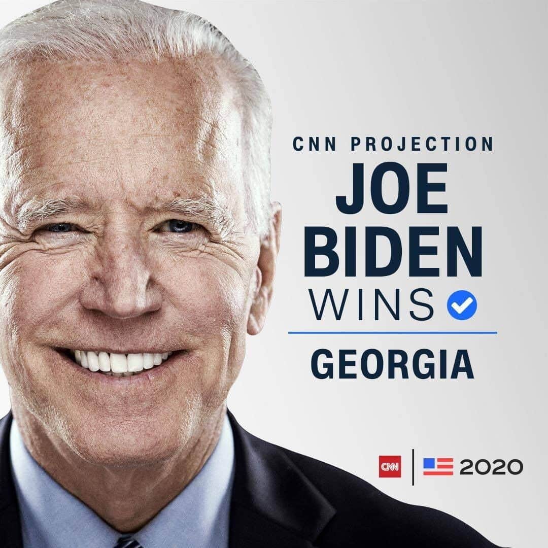 CNNさんのインスタグラム写真 - (CNNInstagram)「CNN PROJECTION: President-elect Joe Biden wins Georgia, flipping the traditionally red state, and Donald Trump wins North Carolina. This brings the final electoral vote tally to 306 for Biden and 232 for Trump. #CNNElection」11月14日 4時47分 - cnn