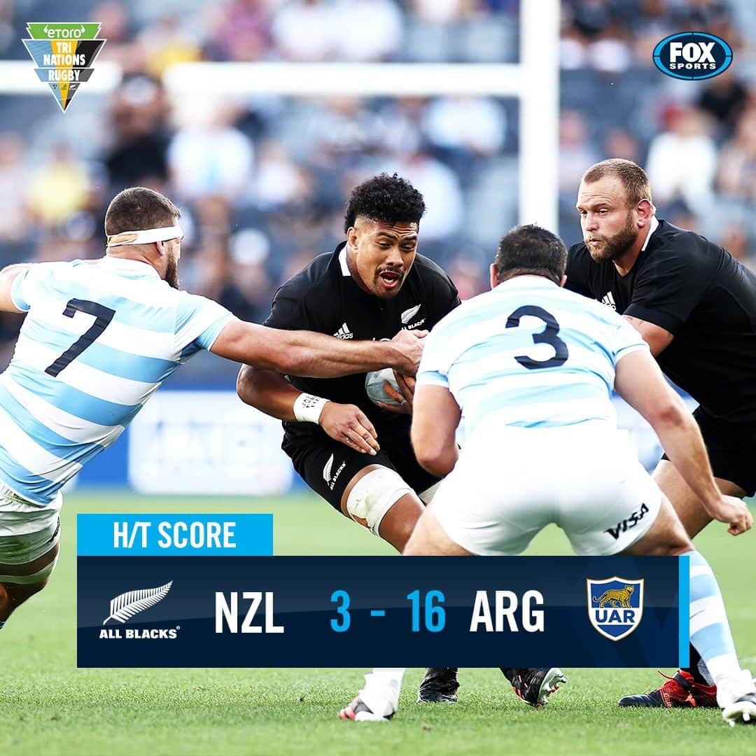 FOX・スポーツ・ラグビーのインスタグラム：「Well, I don't think anyone was expecting this scoreline...👀 😲  This is the Pumas BIGGEST half time lead against the All Blacks 🔥」