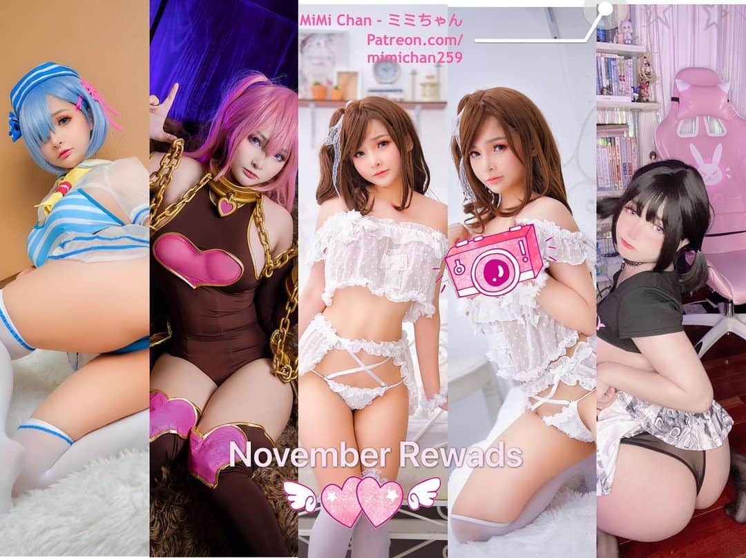 ミミちゃんさんのインスタグラム写真 - (ミミちゃんInstagram)「Hihi ! This is preview this month 💕🐰  From left to right we have 🌝  1. Bunny tier ( 5$ ) : Rem  2. Big bear tier ( 10$ ) : Kuuka Tomi + above  3. Kuala tier ( 15 $ ) : little angel + above  4 . Raccoon only ( 20$ ) : extra photos of 3 tier + above  5. Unicorn : yes daddy set + above   #cosplay #cosplaygirl #cosplayer #sexycosplayer #lewd #lewdcosplay #patreon #patreoncreator #patreoncosplay #patreoncosplayer  #thicc #thiccthighssaveslives #patreonrewards   Thank you for your support 💕🦄 love you  XoXo 😘」11月14日 15時52分 - mimichan.259