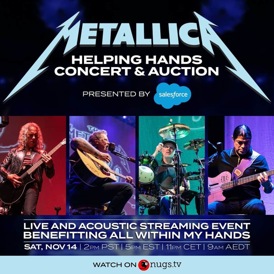 メタリカさんのインスタグラム写真 - (メタリカInstagram)「This time TOMORROW we'll be showing up on screens all over the world! If you haven't already, grab your ticket and tune in for #HelpingHands2020, a LIVE and acoustic concert from Metallica HQ! All funds raised benefit the @AllWithinMyHandsFoundation! #AWMH  Get Your Ticket ➡️ 2nu.gs/metallica」11月14日 7時00分 - metallica