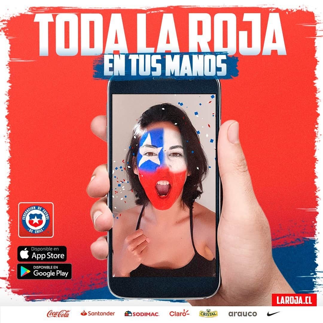 サッカーチリ代表チームさんのインスタグラム写真 - (サッカーチリ代表チームInstagram)「📲 APP LA ROJA OFICIAL  Todo lo que quieres saber sobre 🇨🇱 #LaRoja en una aplicación: 👥 Ultimas noticias del mercado de fichajes, 📆calendario de partidos, 📰crónicas en vivo, 🗒 alineaciones, 👤 perfil de los jugadores, 🎥videos, ✨ filtros, 📊 estadísticas, y las últimas noticias de tus competiciones favoritas. 😍  #app #descarga #noticias #matchday #seleccionchilena #chilevsperu」11月14日 7時31分 - laroja