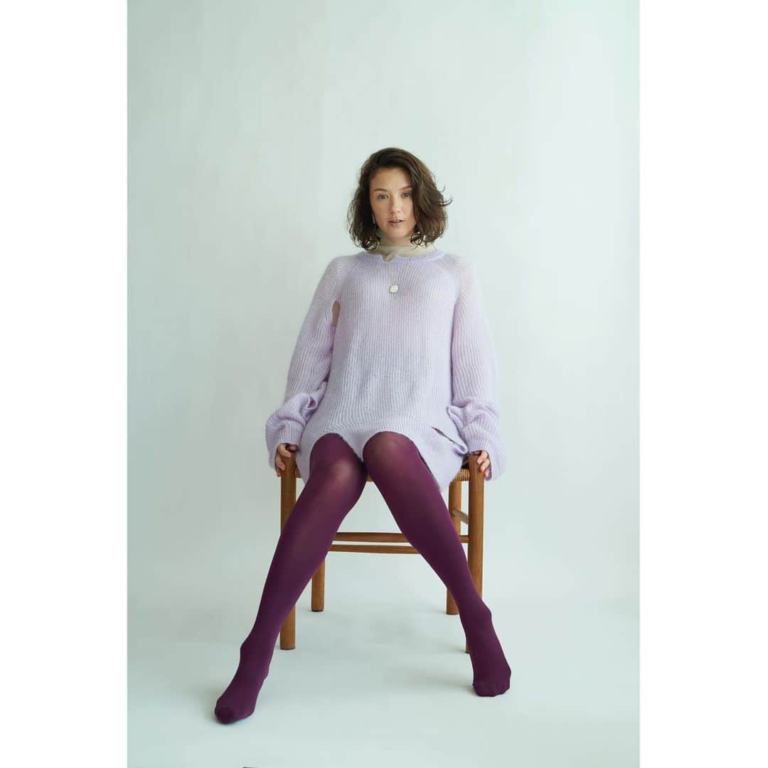 千葉アリサのインスタグラム：「💜　　  photo by @shuheishine  hair &make by @poritakae  styling by @yuuki.yasuda.n   #fashion #shooting #photo #pastelcolors #lilac  #好きな色と心地よい時　#千葉アリサ」