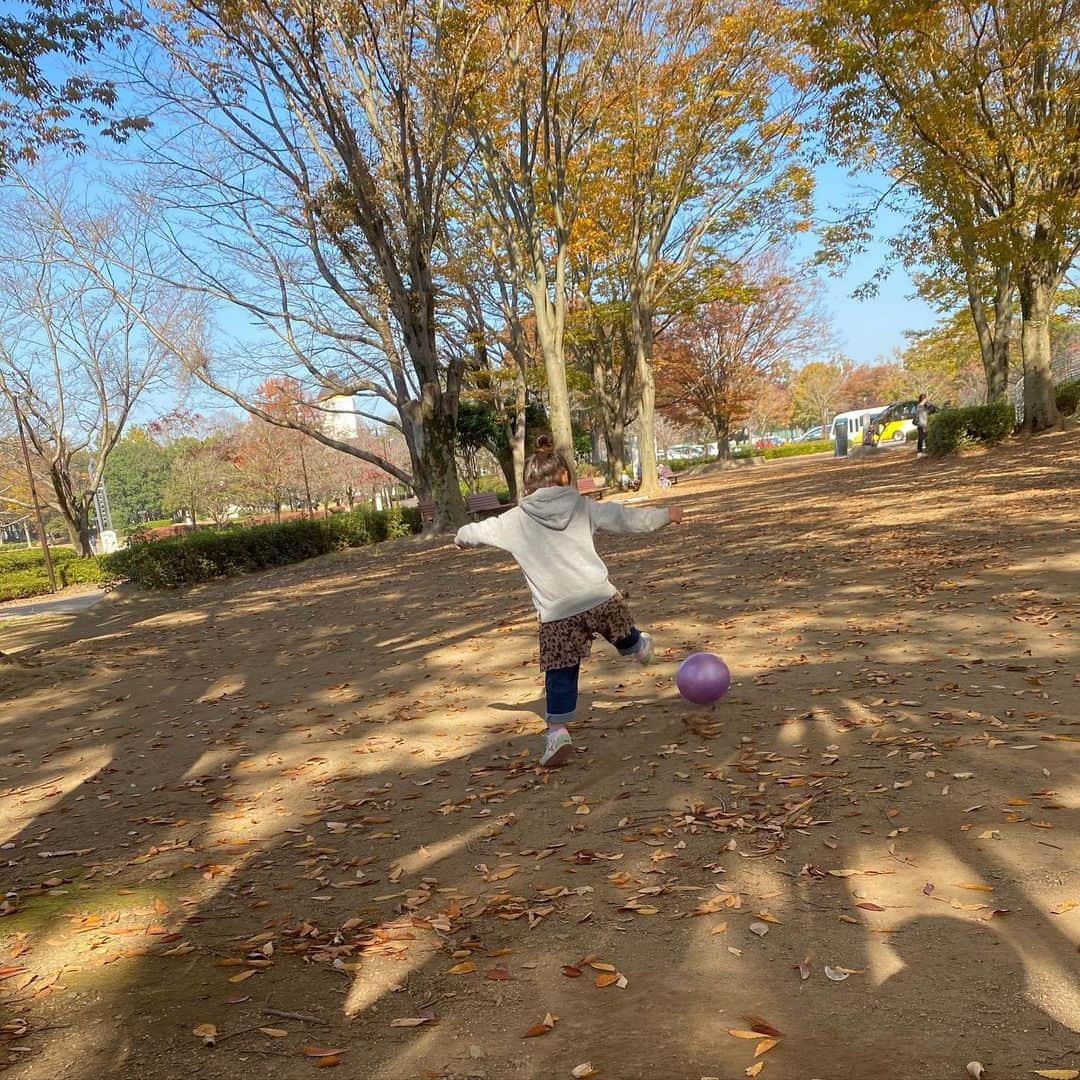 大友愛さんのインスタグラム写真 - (大友愛Instagram)「なでしこになれますか？？  @karinamaruyama   #県西公園 #公園日和 #aco ＃3歳」11月14日 12時53分 - ai_dayooon