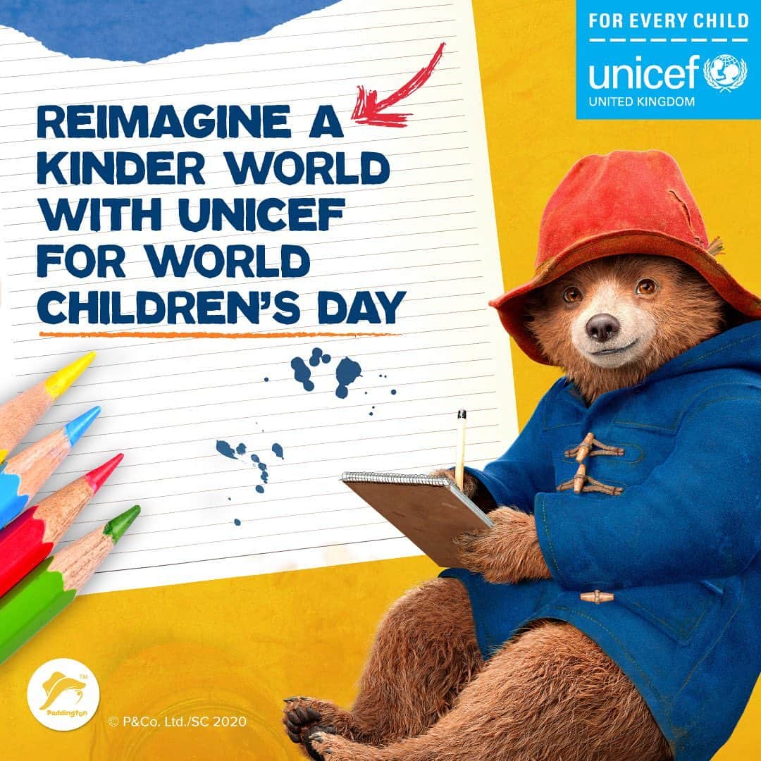 Paddington Bearさんのインスタグラム写真 - (Paddington BearInstagram)「Join Paddington and @unicef in celebrating! Share your drawings where you 'reimagine a kinder world' and by tagging @paddingtonbear and @unicef_uk we can bring together a few of our favourites to show on #worldchildrensday on 20 November.」11月15日 0時04分 - paddingtonbear