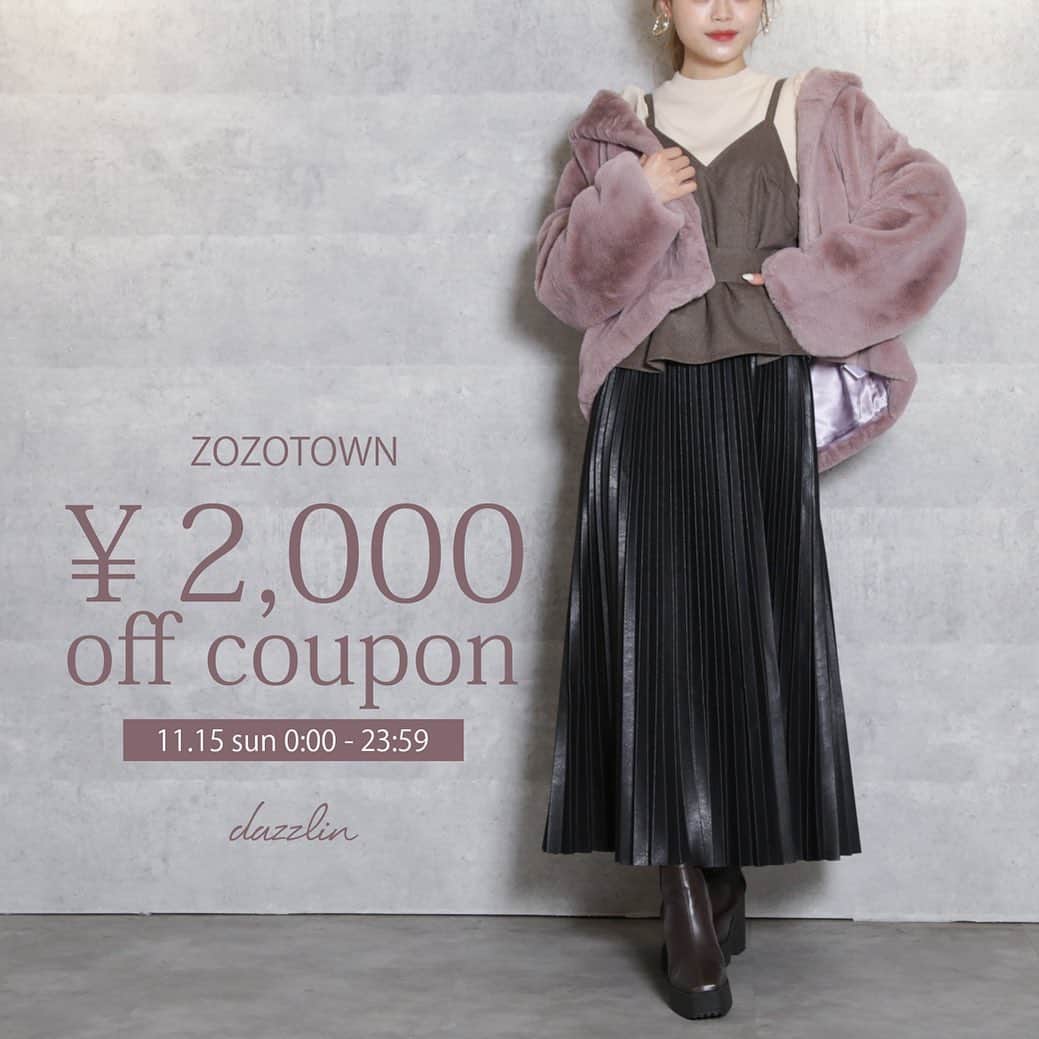 dazzlinさんのインスタグラム写真 - (dazzlinInstagram)「. 【information】 . 11.15(sun)0:00〜23:59 . 《ZOZOTOWN》 . 2000円OFFクーポン発行中🎟❤︎ . @dazzlin_muse  @dazzlin_official  ストーリーからcheck✔︎ . #dazzlin #dazzlin_official #dazzlin_muse #dazzlin_autumn #dazzlin_winter #japanesefashion #girly #fashion #newsweetcasual #zozotown #coupon #sale #ゾゾタウン #秋コーデ #冬コーデ#ワンピース#キャミワンピース#ジャンスカ#ショートブーツ#ローファー#アウター#ニット」11月15日 0時10分 - dazzlin_official
