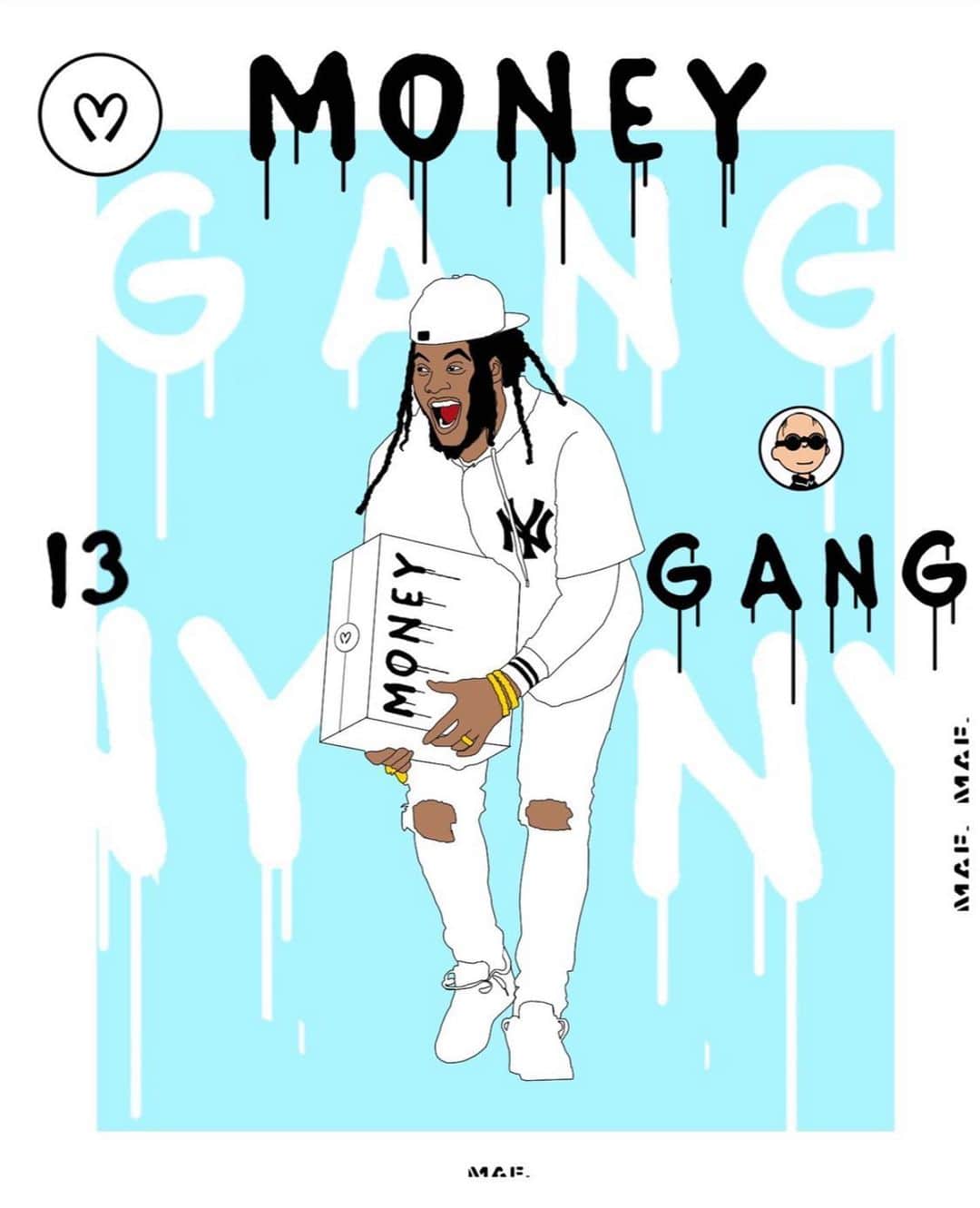 ワカ・フロッカ・フレイムのインスタグラム：「🖼 #streetart #moneygang #maf」