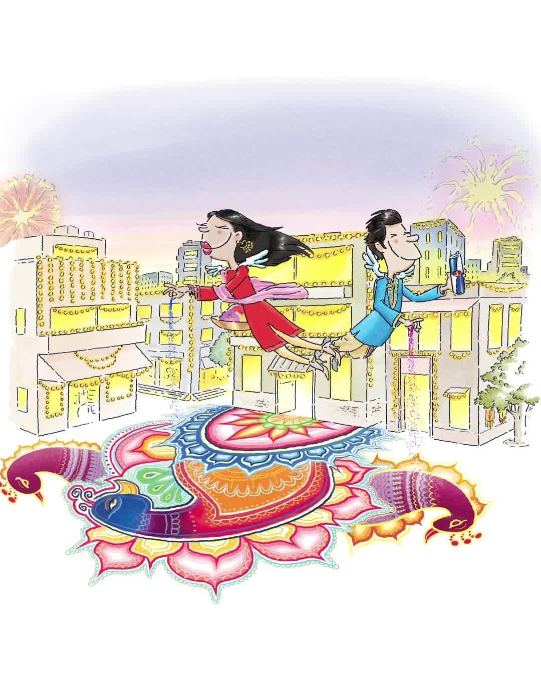レッドブルのインスタグラム：「Master the art of celebrations.  #diwali」