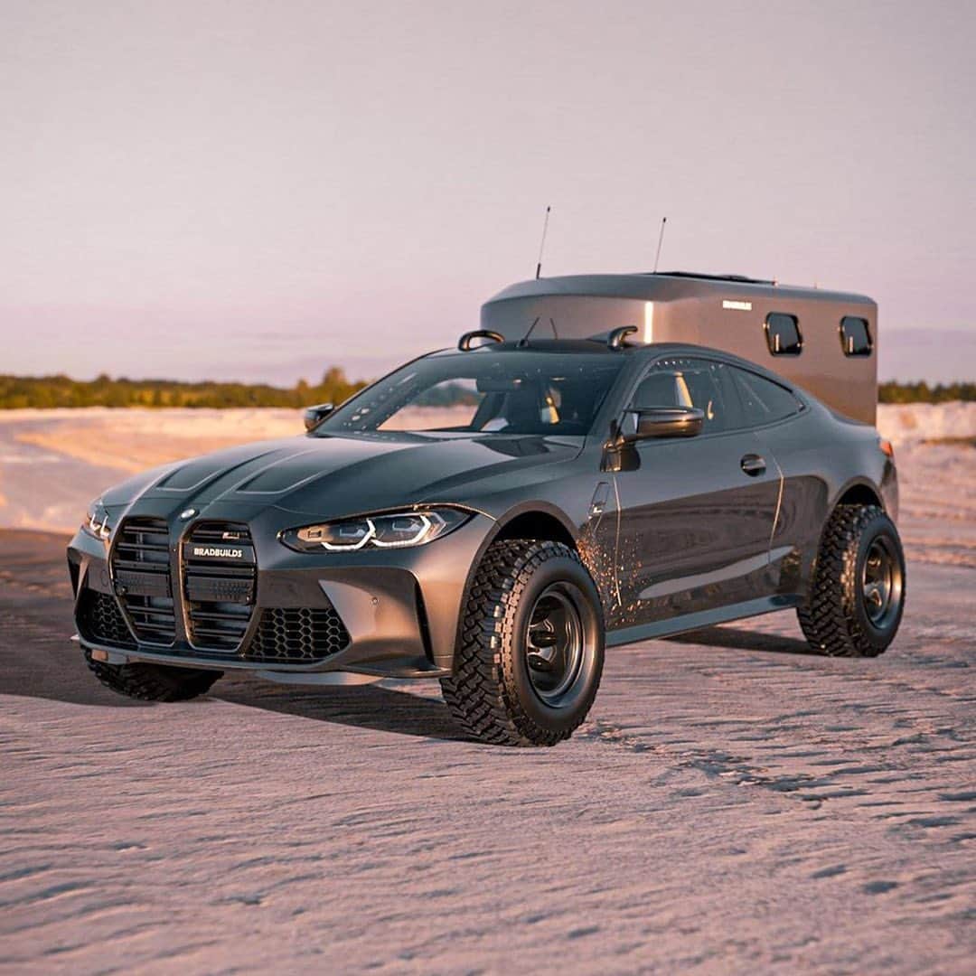 HYPEBEASTさんのインスタグラム写真 - (HYPEBEASTInstagram)「@hypebeastcarclub: Concept car designer @bradbuilds is back with another off-road creation that blends the sportiness of the @bmw M4 with the functionality of a camper, all in an off-road package. The render maintains most of the M4’s aggressive front and side profile but adds the extra ruggedness of increased ride height, a wider stance, and chunky BFGoodrich tires. The rear gets drastically different as the back seats to the trunk have been removed to accommodate an extended camping trailer. It’s said to include a bed, kitchenette, and a pair of solar panels.⁠⠀ Photo: BradBuilds」11月14日 18時12分 - hypebeast