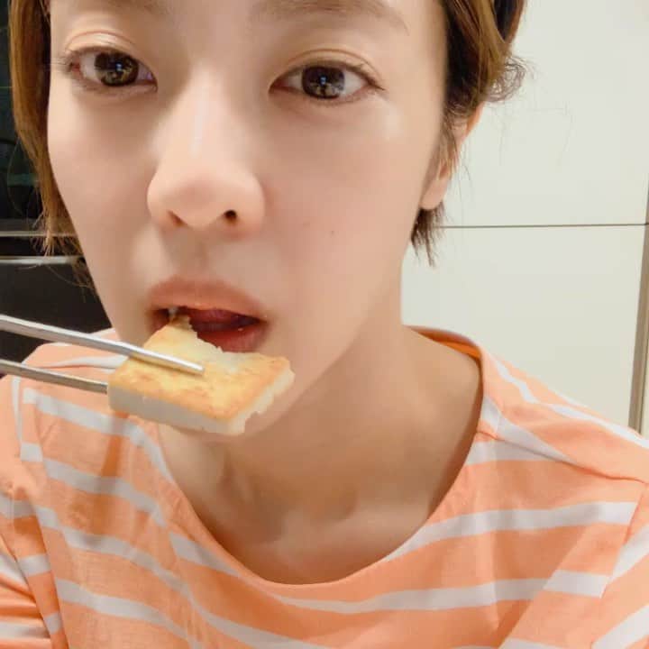 イ・ユンジのインスタグラム：「무심코 혼자앉아 저녁을 먹다가, ..  두부부침을 먹는 소리마저 들리는 이고요가 감격스러워서 찍어봄. #두부는나한테만들리고#뒤에양배추는와드득 #라니는사촌이모네#소울이는백색소음과코오 #감사합니다주님#오늘도아이들이안전하였고#밥이맛있었습니다. #그런데지금문자옴#언니출발했어 하하하하하하」