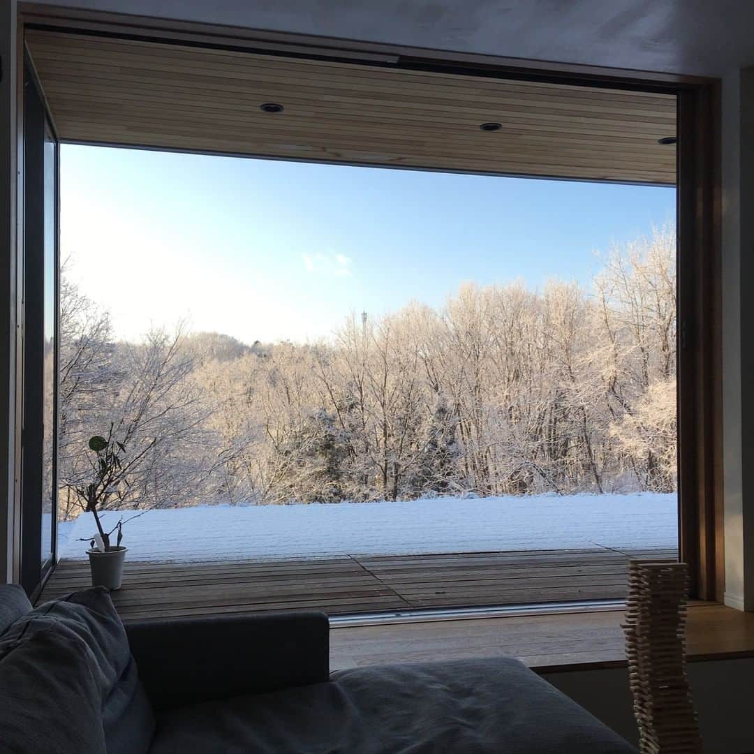 ムクリ［mukuri］さんのインスタグラム写真 - (ムクリ［mukuri］Instagram)「景色を切り取り、季節を感じる家〜自然と暮らしをつなぐ窓のある日常（erisa.inaさん／あの人の暮らしが素敵な理由）  「カーテンのない暮らしがしたい。」そんな思いを叶えたerisaさんのお家は“窓”が主役。  木々の色づきや光の角度など、四季折々の景色を窓を通して楽しむことができ、絵画のように切り取って暮らしに彩りを与えてくれます。  大開口の窓から見える景色はプライベートな立地を連想させますが、実は職場からも近い高台の住宅地に建てられたと聞いてびっくり。家づくりには住宅デザイナーであるerisaさんのアイデアが活かされ、理想の暮らしが実現しました。  ご主人がDIYでつくりあげたウッドデッキは家にいながらにしてアウトドアな気分も楽しめ、非日常の気分を味わえる場所。家で過ごす時間が一番の贅沢だと感じさせてくれますね。  忙しい毎日の中で少し立ち止まる時間をもたらし、心のゆとりを感じさせてくれる「窓のある日常」をぜひご覧ください。  specialthanks @erisa.ina ・ （編集：megu）  ▶詳細はプロフィールのURLよりご覧ください プロフィールはこちらから @mukuri_official ・  #土地 #土地選び #窓 #天井高 #ウッドデッキ #軒 #北欧インテリア #リビング #ダイニング #キッチン #kitchen #モルタル #リクシル #無垢 #新築 #マイホーム #マイホーム計画 #マイホーム記録 #家づくり #家 #おうち #新築一戸建て #注文住宅 #interior #インテリア #暮らし #緑のある暮らし #自然と暮らす #くらしの編集 #ムクリ」11月14日 21時00分 - mukuri_official