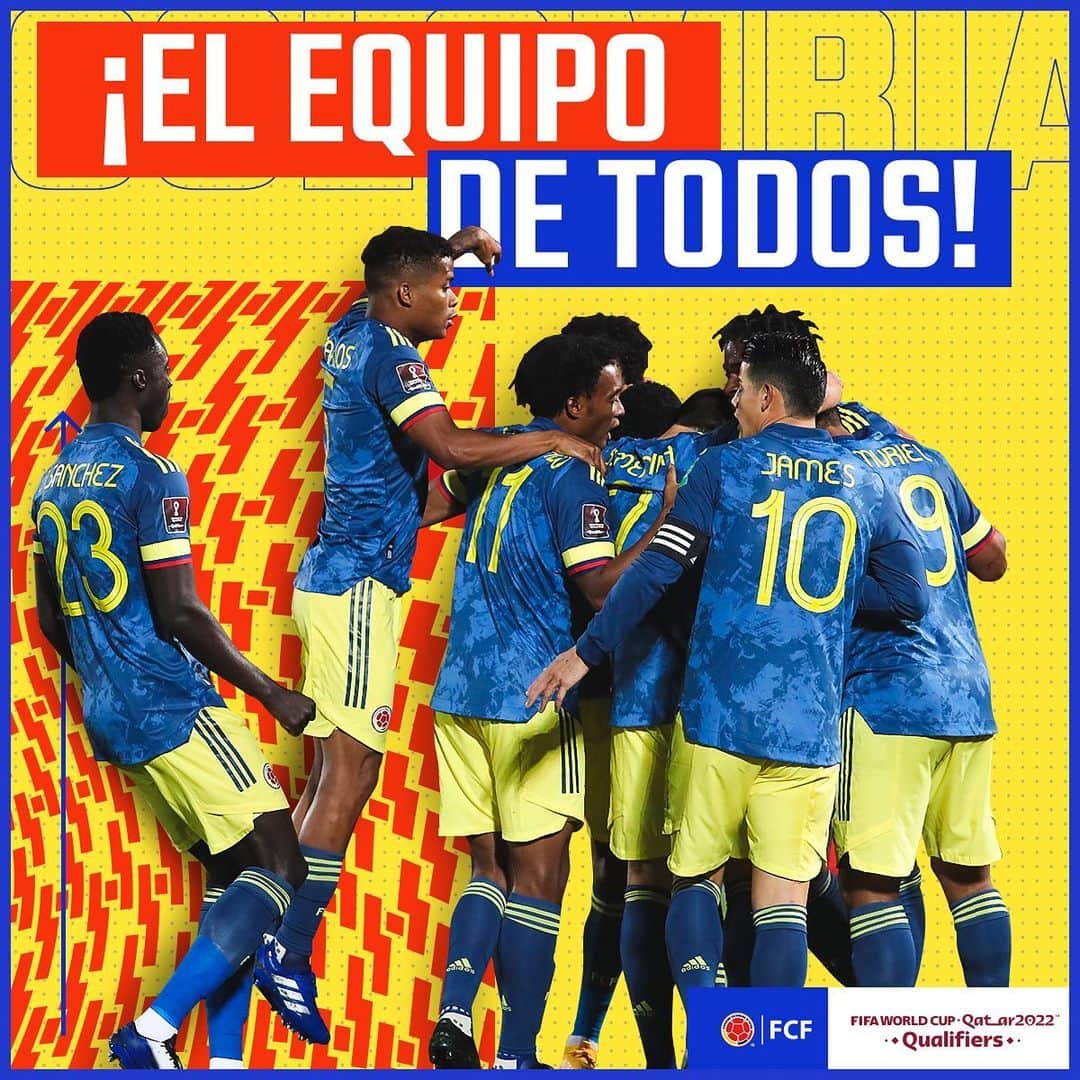 サッカー コロンビア代表チームのインスタグラム：「Este es el equipo de todos 💪  Es tiempo de estar unidos ¡Apoyemos todos juntos!   #VamosColombia 🇨🇴」