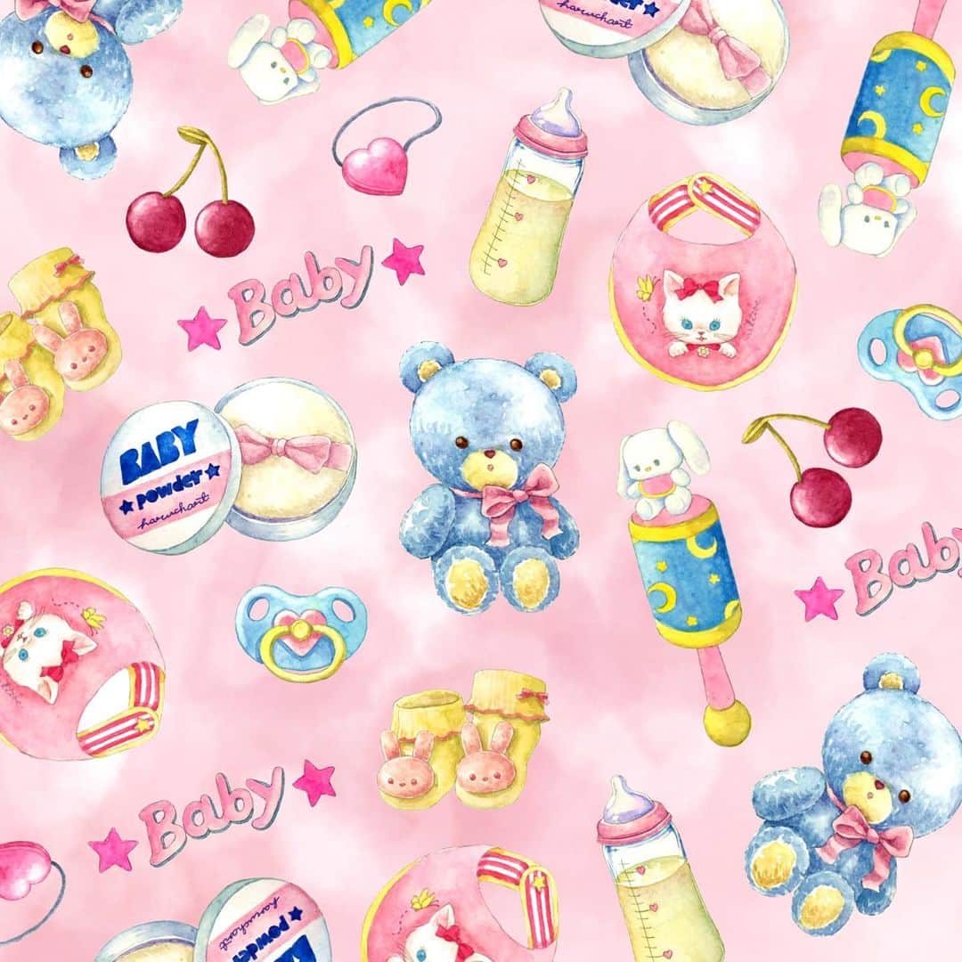のインスタグラム：「.  . BABY🍼👶🏼 . 子供にも使えそうなグッズ作りたくて描いた総柄 . ちゃんとした更新久々すぎて、いつの間にかアップデートされてて、インスタ投稿の仕方がわからんかった🥵 . . #aestheticart#aesthetic#pastelart#kawaiiart#pastelaesthetic#kawaiiaesthetic#pastelpallets#cuteart#illustration#kawaii#princess#bird#dtiyschallenge#baby #イラストグラム」