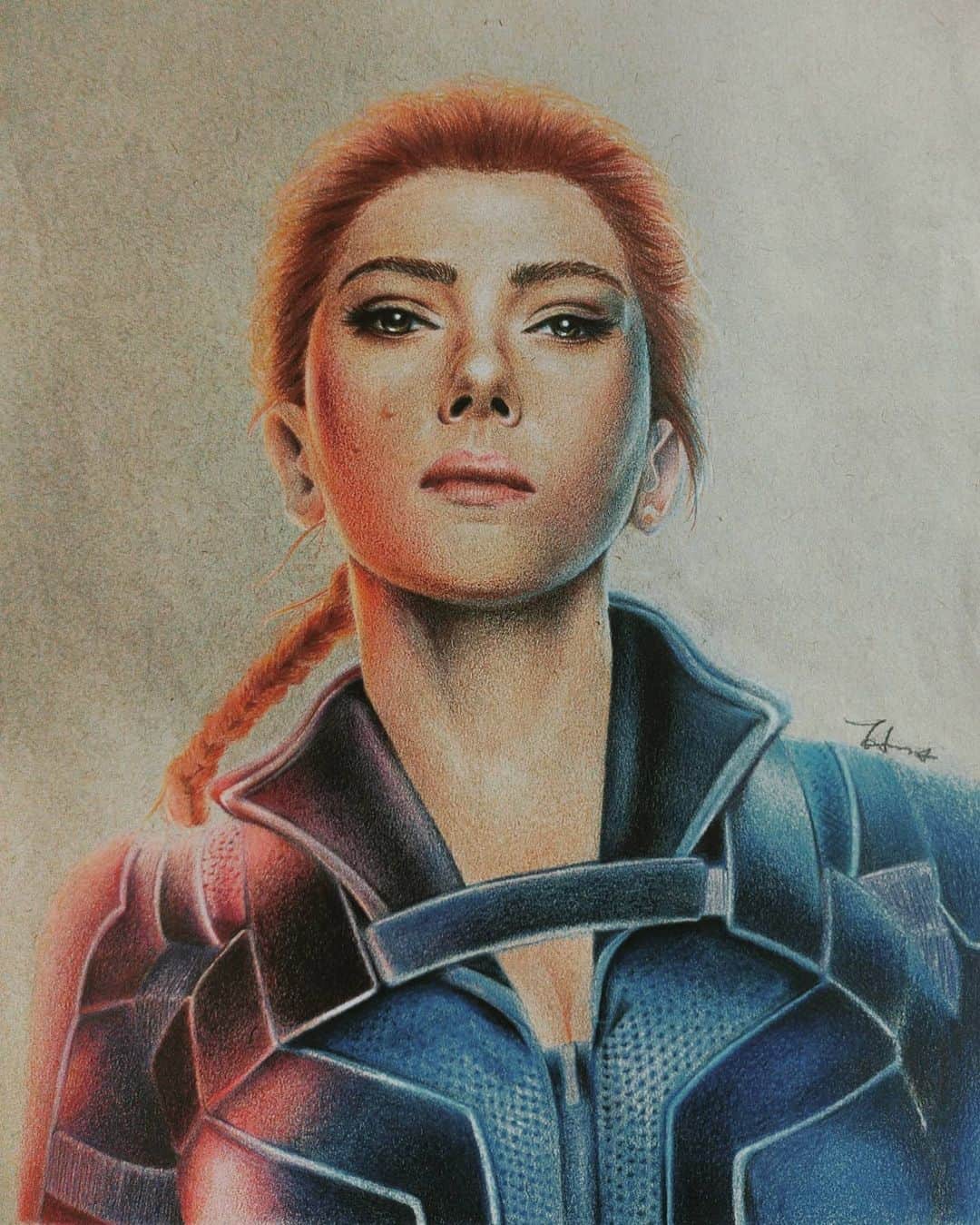 ハン・チャン（張行）のインスタグラム：「又延期了~ When will we see this on big screen? . @strathmoreart @fabercastellglobal @marvel @marvel.tw #fabercastell #colorpencil #blackwidow #strathmore #marvel #huntsdrawing」
