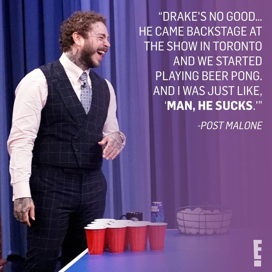 E! Onlineさんのインスタグラム写真 - (E! OnlineInstagram)「But maybe he's better now? Post Malone brought some tea to the beer pong table and it's at the link in our bio. (📷: Getty Images)」11月15日 10時46分 - enews