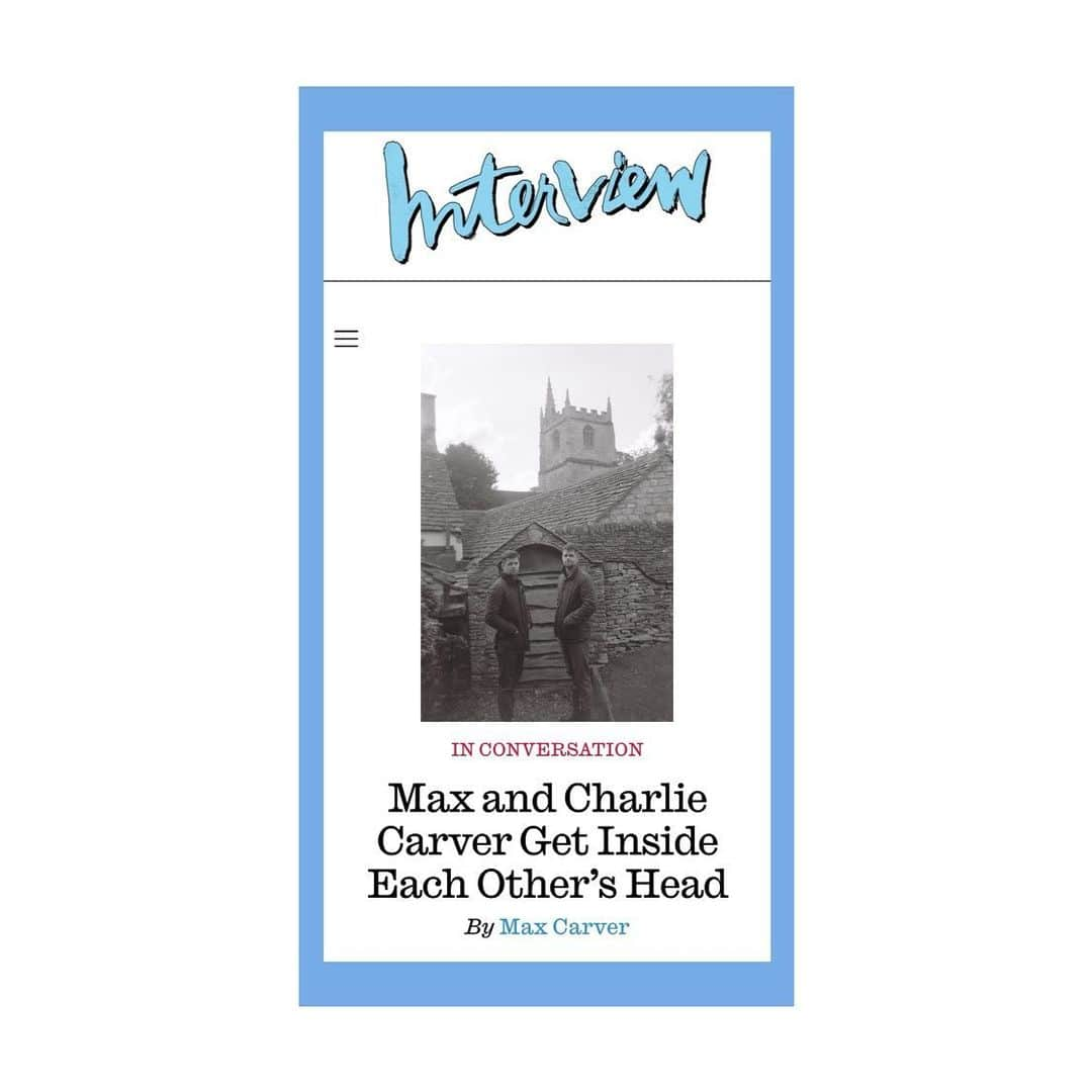 チャーリー・カーバーのインスタグラム：「Max playing the part of interviewer? What could go wrong? Thank you @interviewmag ... A dream come true. This was a first for us and one for the books 👯‍♂️ Link in bio.」