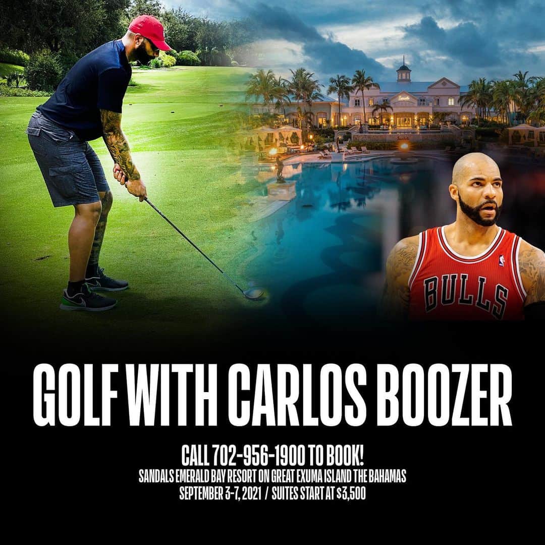 カルロス・ブーザーのインスタグラム：「Come Golf With Me & My Friends September 3rd thru 7th In The Bahamas Next Summer.. Call 702-956-1900 To Book Now!!!! And Bring Ya A Game!!!! #HOLDAT 🌴 ☀️ 🌊」