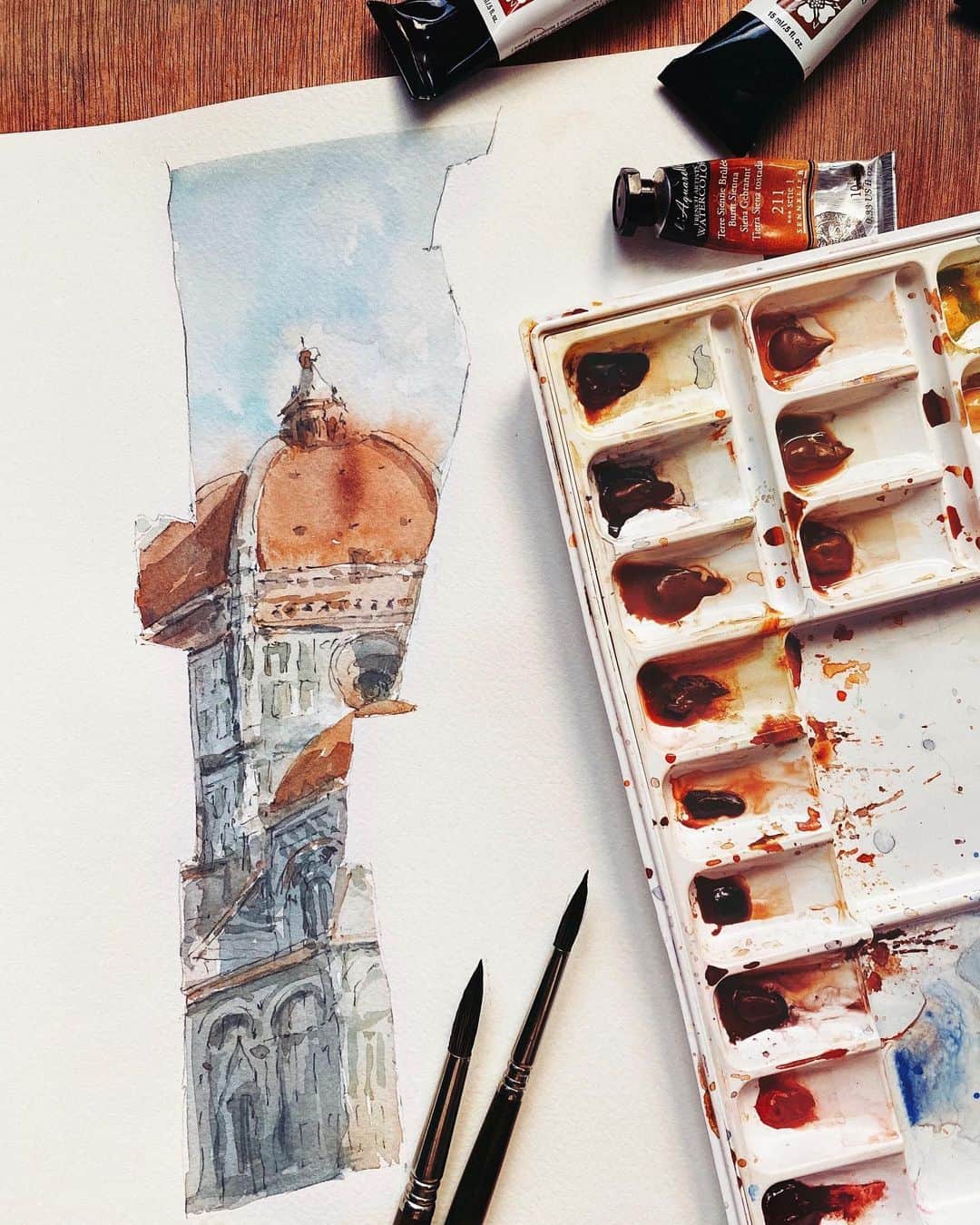 のインスタグラム：「Sometimes I do very quick color studies on the backside of the used paper or spoilt sketches, and I did this one too.  Very often those super quick sketches (10-15 min max) I end up liking the most. I guess because I don’t have any attachment or fear of ruining the paper they tend to be more expressive and lose. I got a few purchasing requests, so I‘m planning to do some prints of it and of some other sketches, if you‘re interested in any of them let me know」