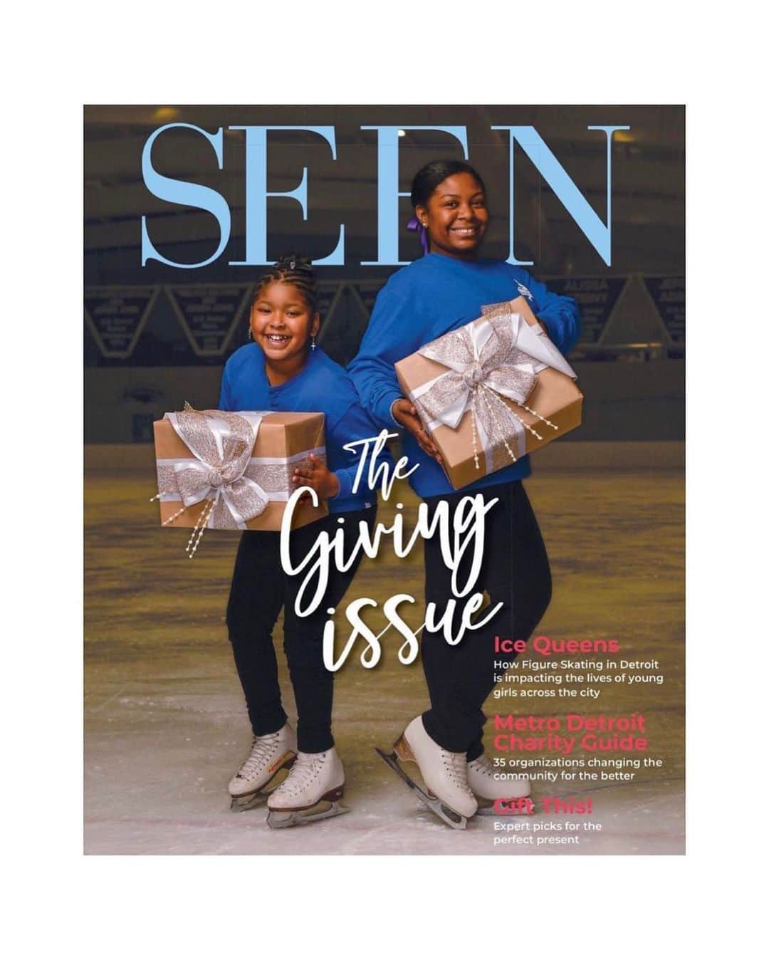 メリル・デイヴィスのインスタグラム：「So special to see Karrington and Nala grace the cover of @seenmagazine’s Giving Issue! 😍 Visit link in my bio for the full story. @figureskatingindetroit」