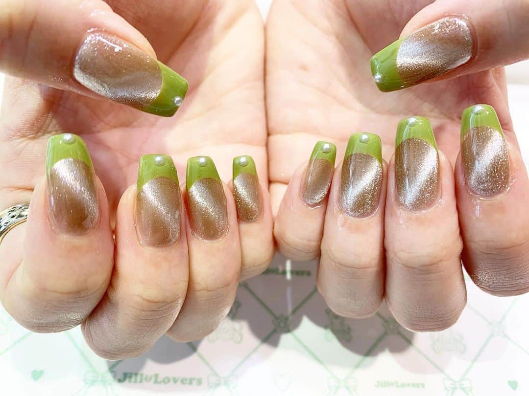 mamijinguのインスタグラム：「🍵  #jillandlovers #nail #nailart #paragel #gelneil#gel #ネイル #ネイルアート #me #look #love #かわいい」